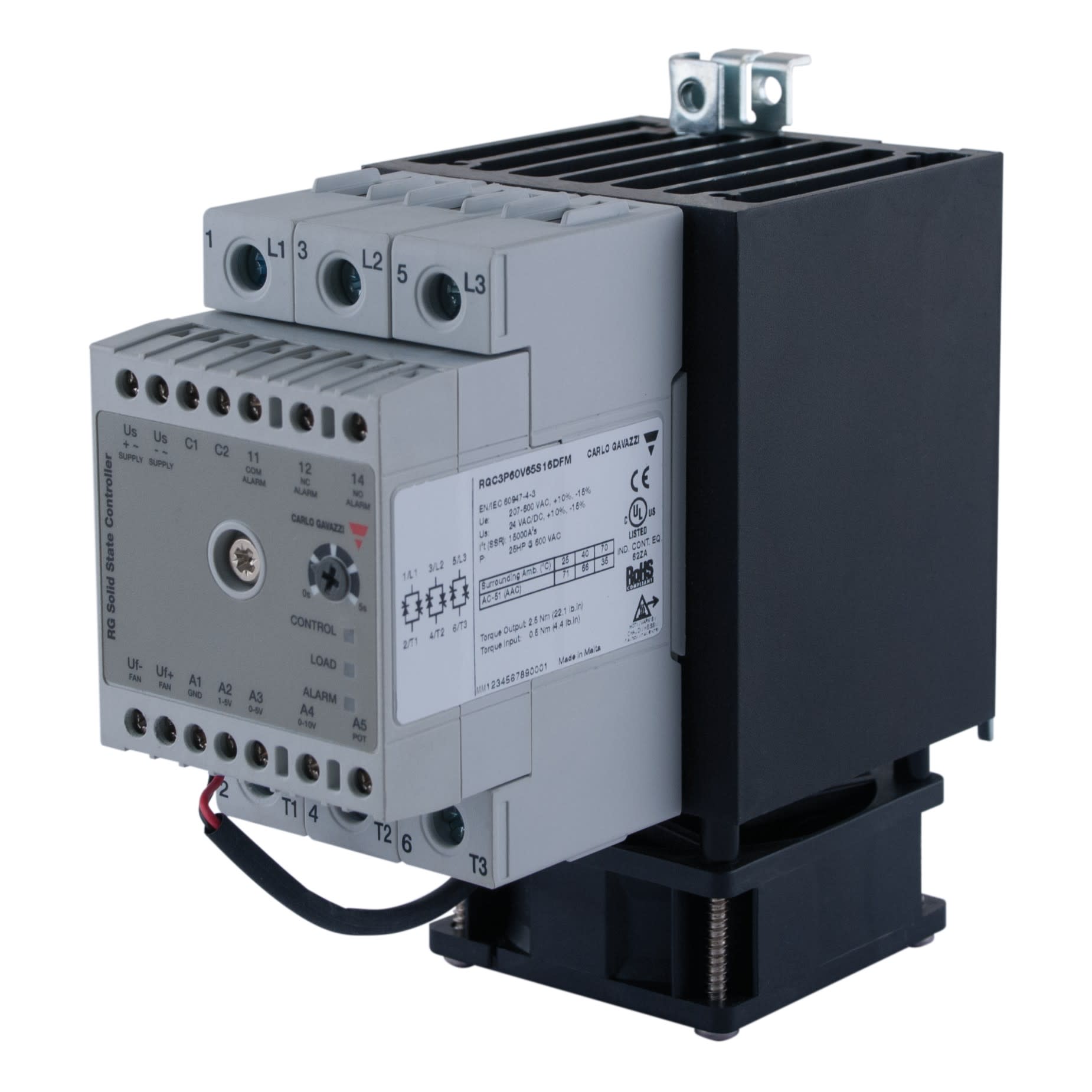 Carlo Gavazzi - Contacteur statique 3ph 600V cmd ana. (V) demarrage progressif 3x65A ctrl charge