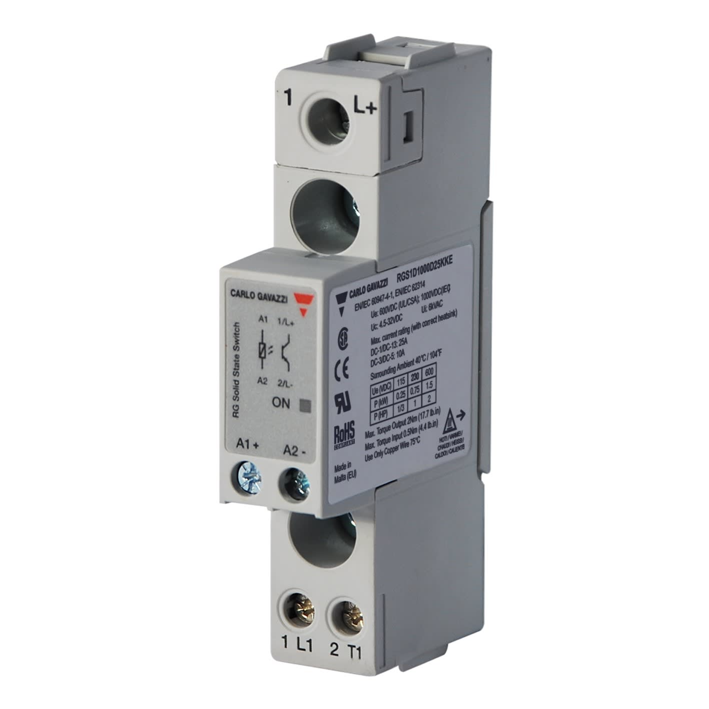 Carlo Gavazzi - Relais statique 1ph 1000Vcc cmd cc 25A 1200Vp