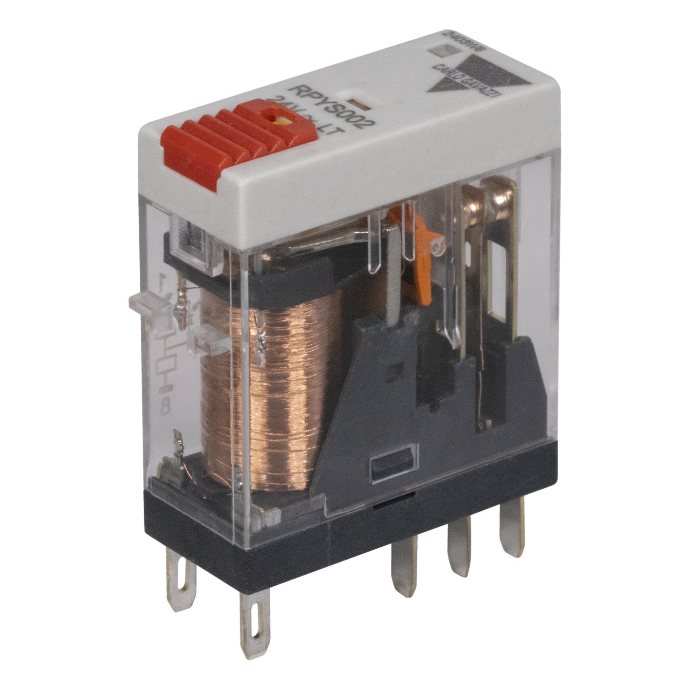Carlo Gavazzi - Relais miniature 1RT 10A 230Vca -Bouton test + indicateur mécanique + LED Faston