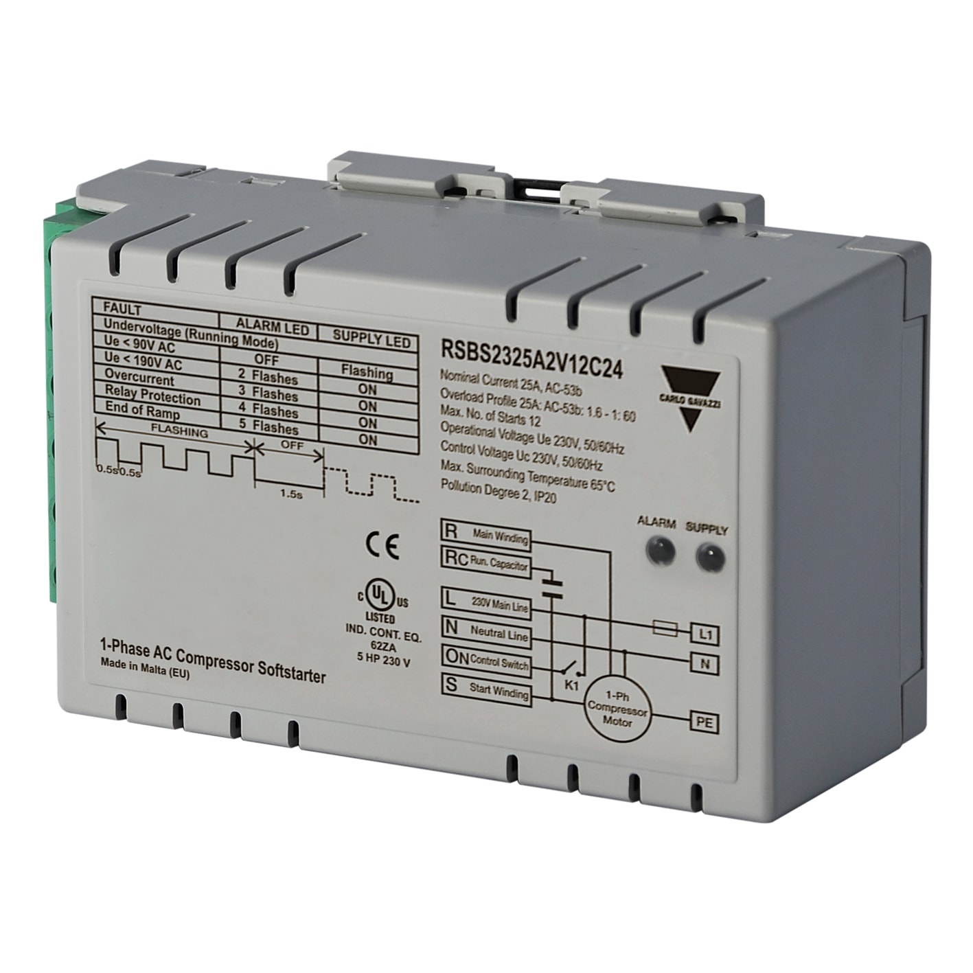 Carlo Gavazzi - Demarreur progressif 1ph compresseur 230V 25A