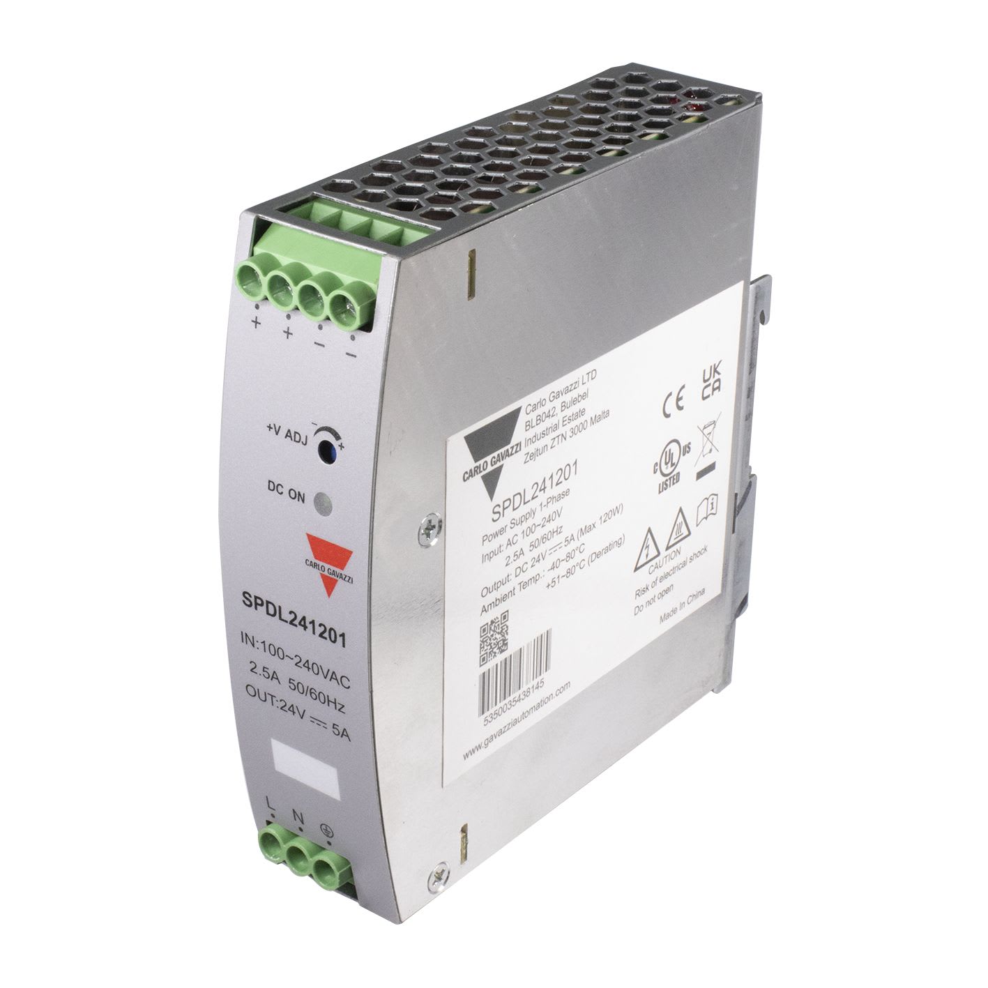 Carlo Gavazzi - Alimentation à découpage, Entréé CA/CC, 120W, 10A, 24Vcc, rail DIN IP20
