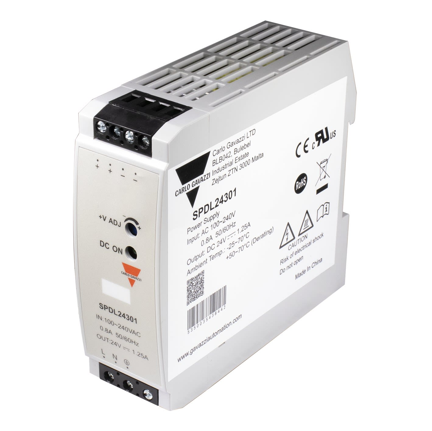 Carlo Gavazzi - Alimentation à découpage, Entréé CA/CC, 15W, 1,25A, 24Vcc, rail DIN IP20