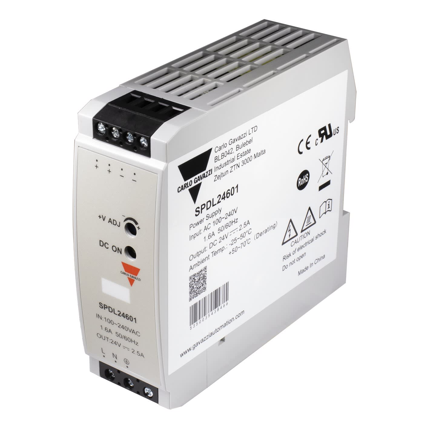 Carlo Gavazzi - Alimentation à découpage, Entréé CA/CC, 15W, 2,5A, 24Vcc, rail DIN IP20