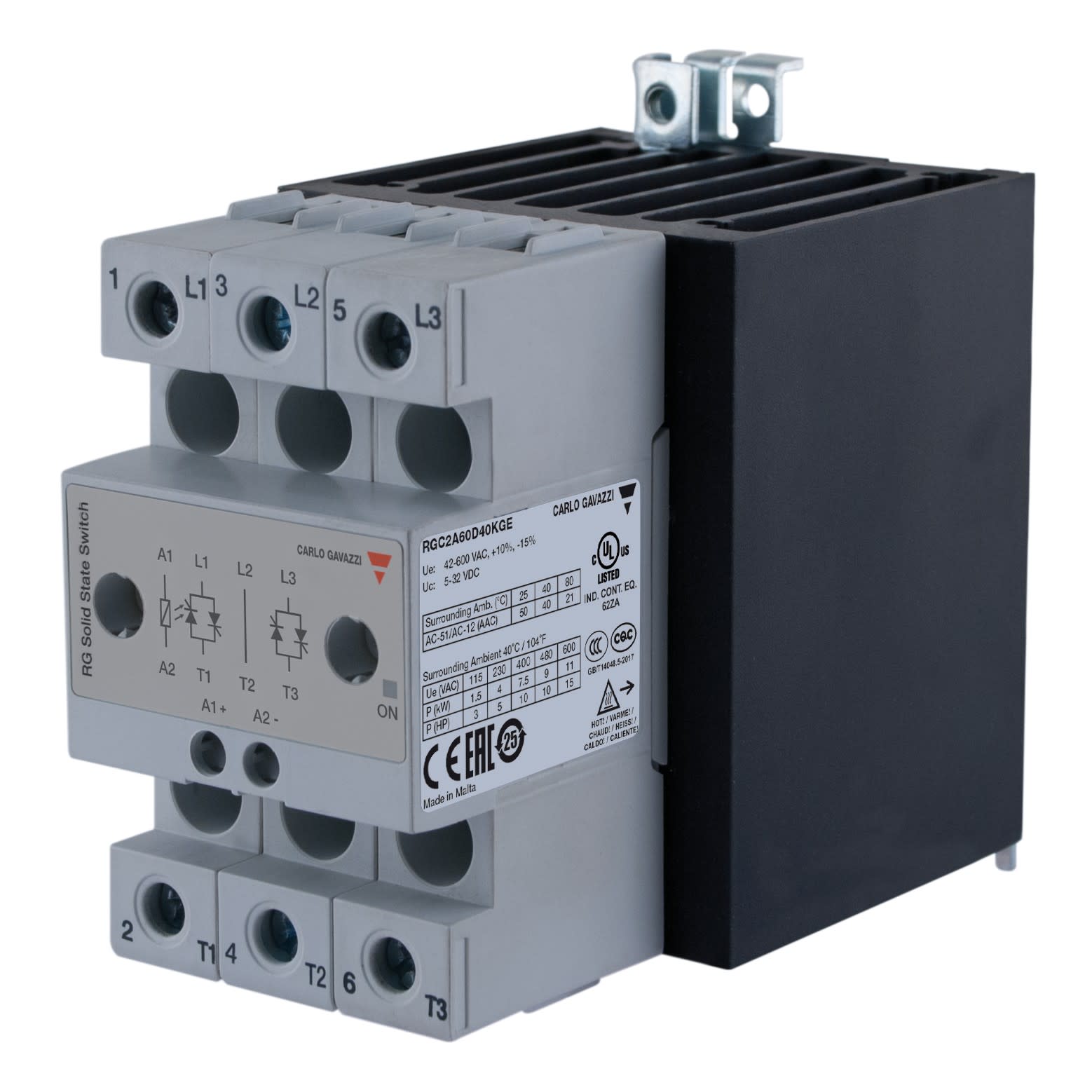 Carlo Gavazzi - Contacteur statique 2ph 600V cmd cc zero de tension 3x40A