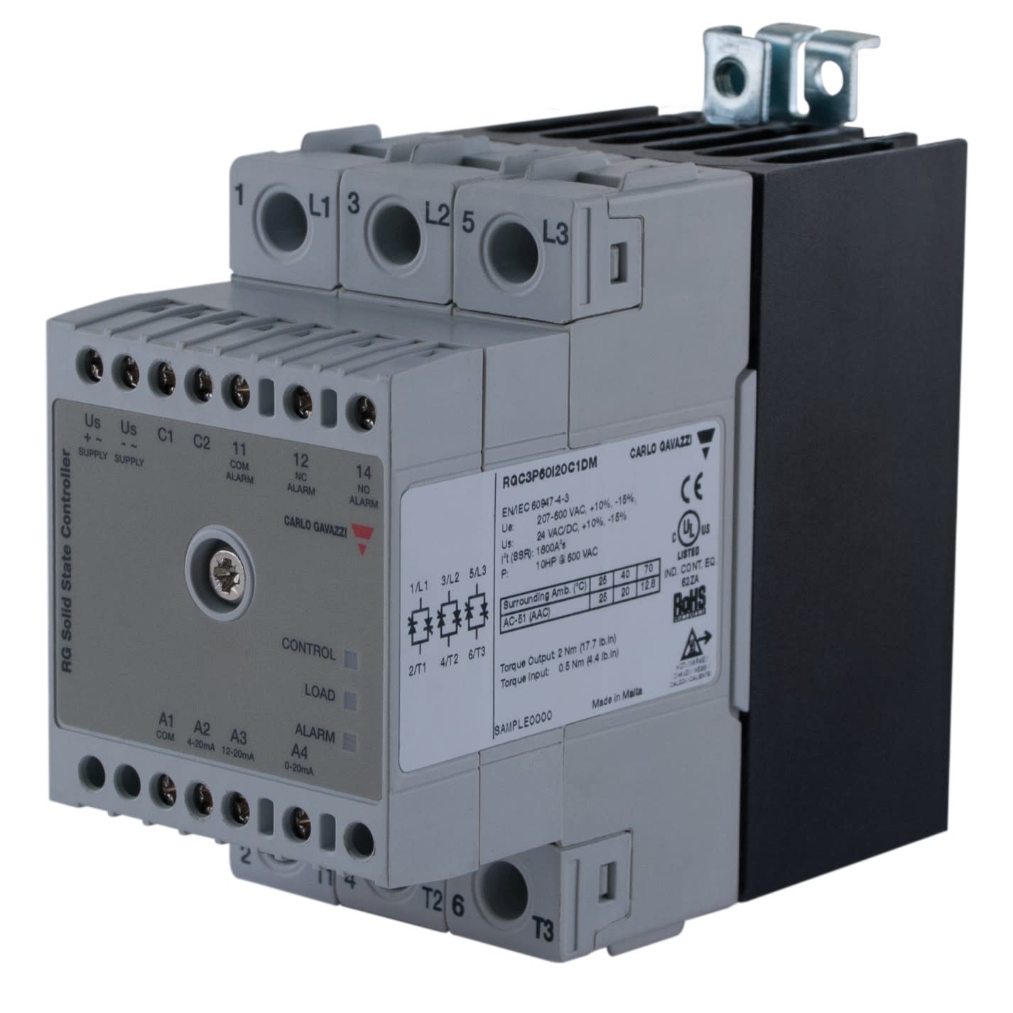 Carlo Gavazzi - Contacteur statique 3ph 600V cmd ana(A) proportionnel 16cycles 3x20A ctrl charge