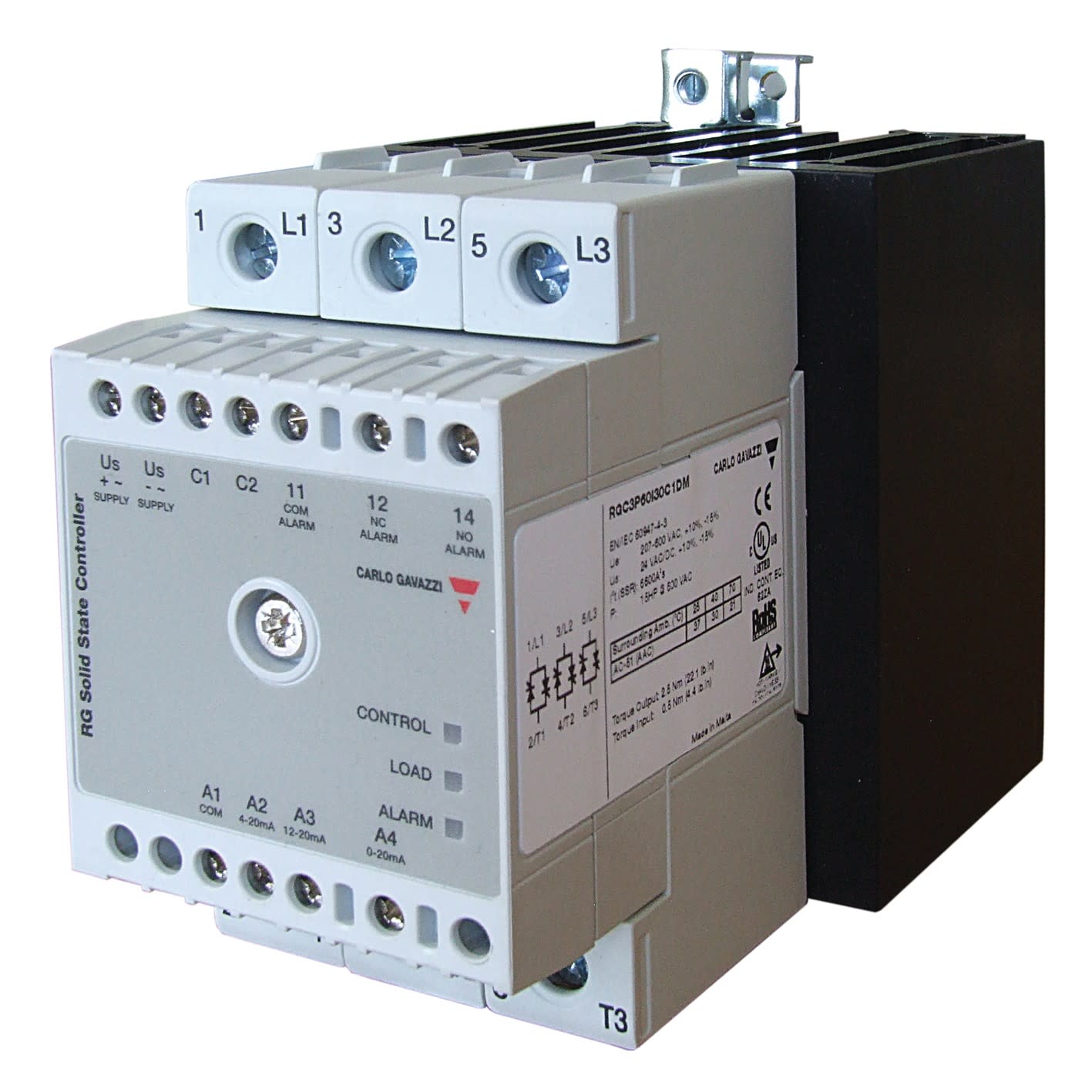 Carlo Gavazzi - Contacteur statique 3ph 600V cmd ana(A) proportionnel 16cycles 3x30A ctrl charge