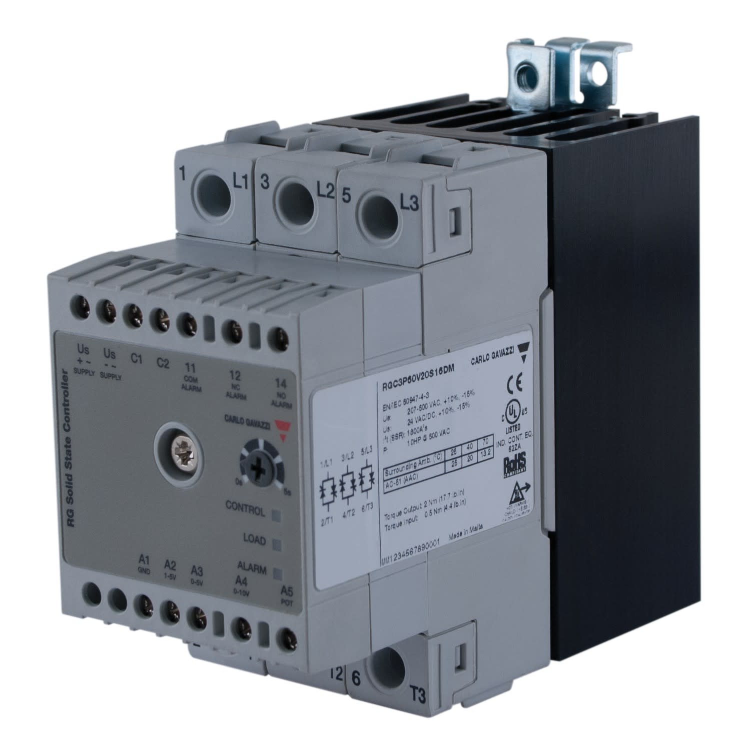 Carlo Gavazzi - Contacteur statique 3ph 600V cmd ana. (V) dem prog 16 cycles 3x20A ctrl charge