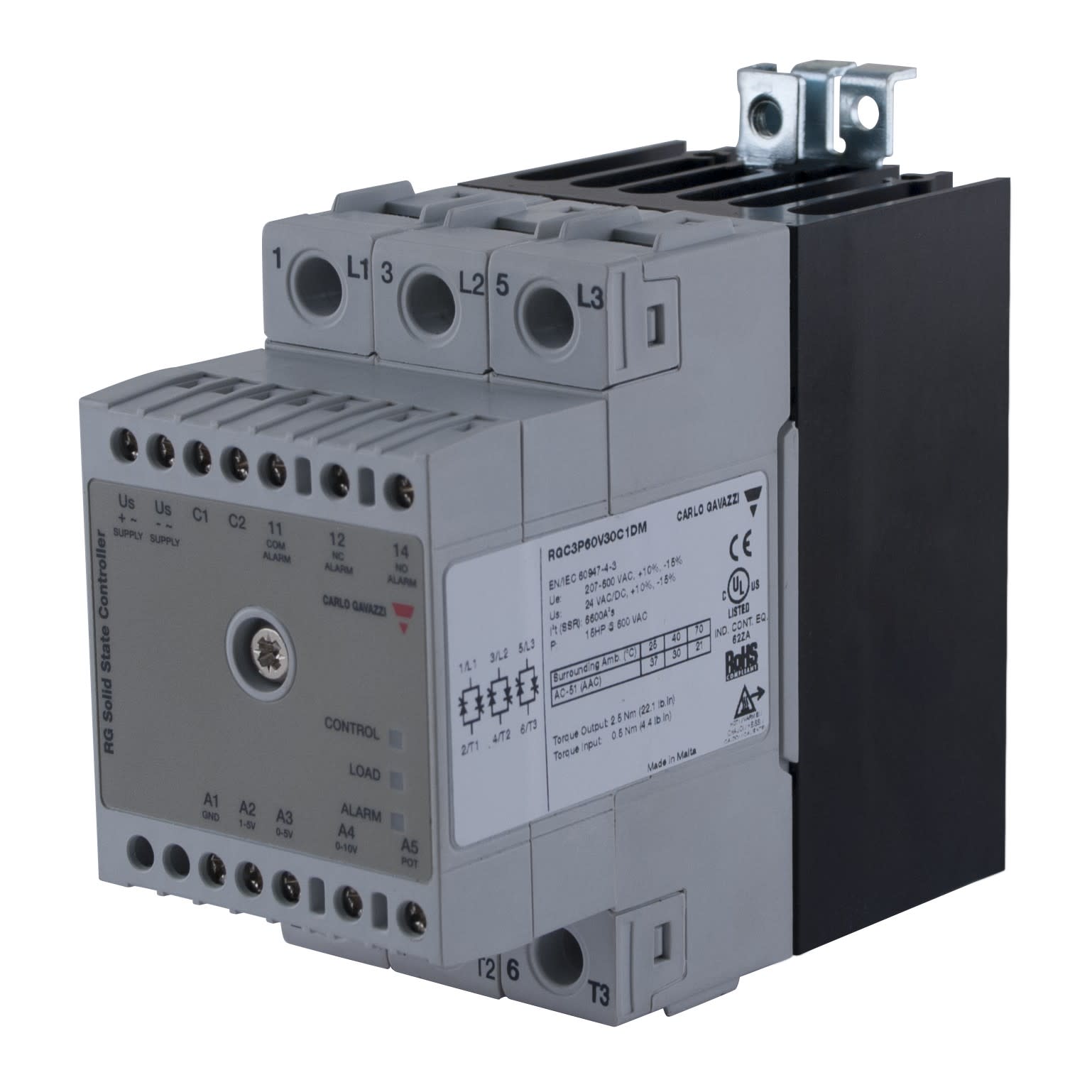 Carlo Gavazzi - Contacteur statique 3ph 600V cmd ana(V) proportionnel 1 cycle 3x20A ctrl charge