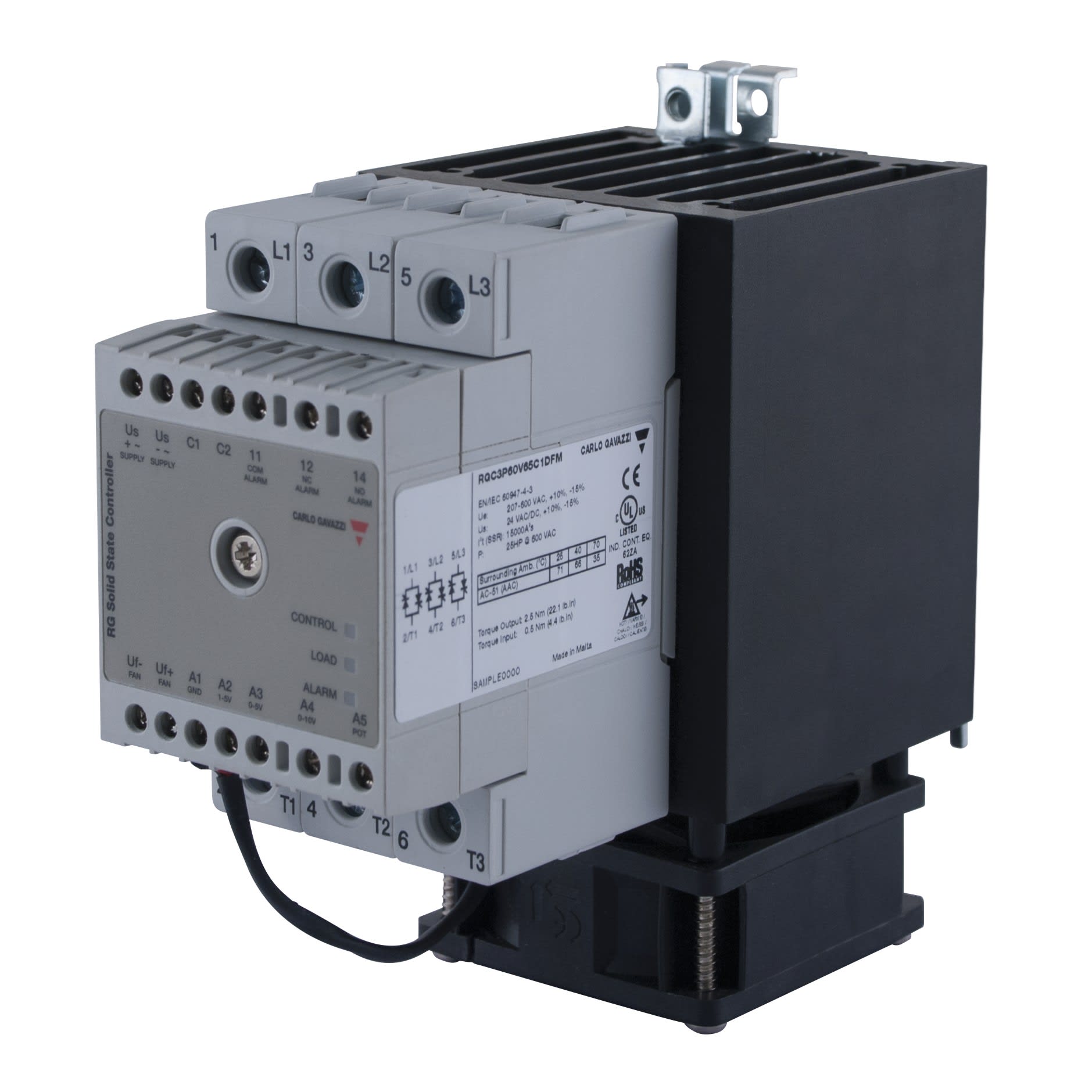Carlo Gavazzi - Contacteur statique 2ph 600V cmd ana(V) proportionnel 1 cycle 2x75A ctrl charge