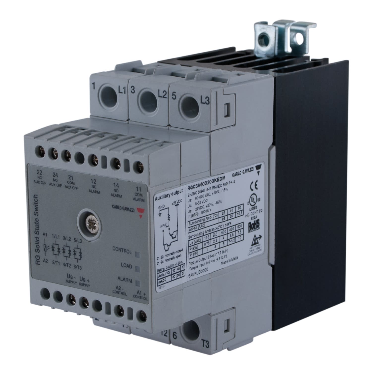 Carlo Gavazzi - Contacteur statique 3ph 600V cmd ca zero de tension 3x20A contrôle de charge
