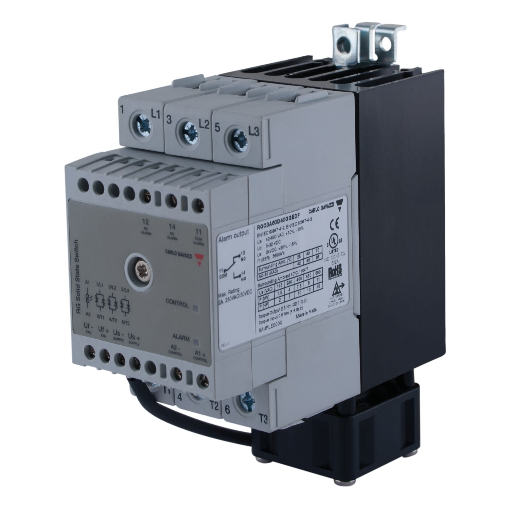 Carlo Gavazzi - Contacteur statique 3ph 600V cmd cc zero de tension 3x40A protection temp.