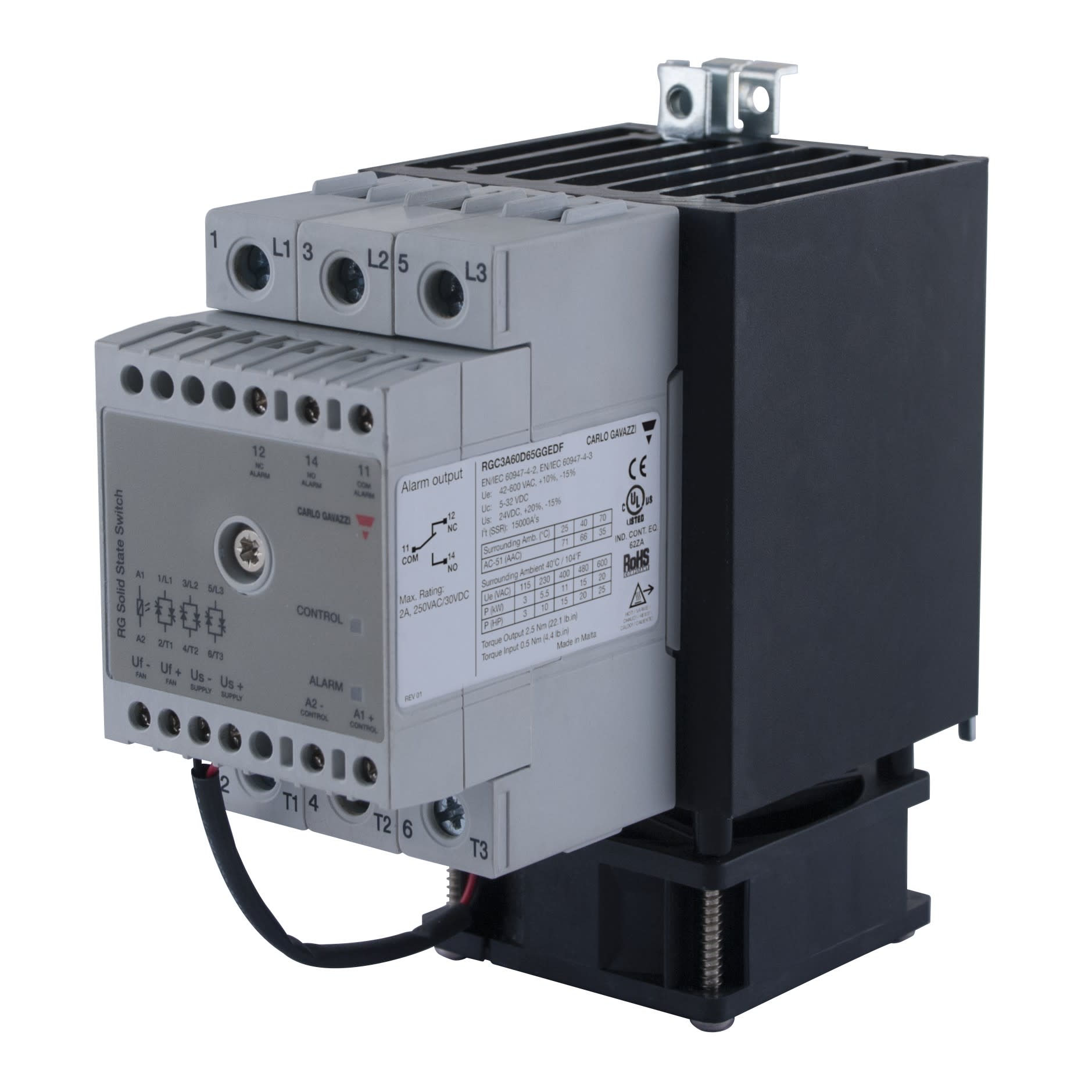 Carlo Gavazzi - Contacteur statique 3ph 600V cmd cc zero de tension 3x65A protection temp.