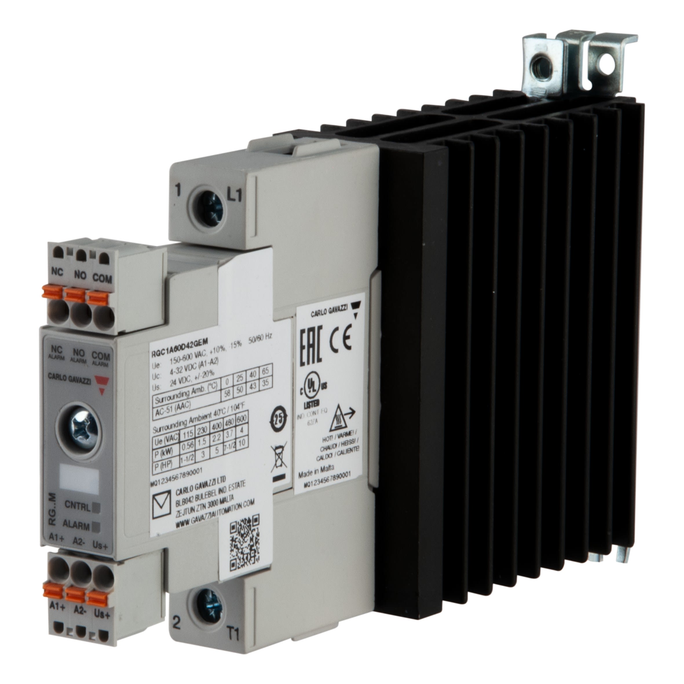 Carlo Gavazzi - Contacteur statique 1ph 600Vca cmd CC zero de tension 43A surveillance intégrée