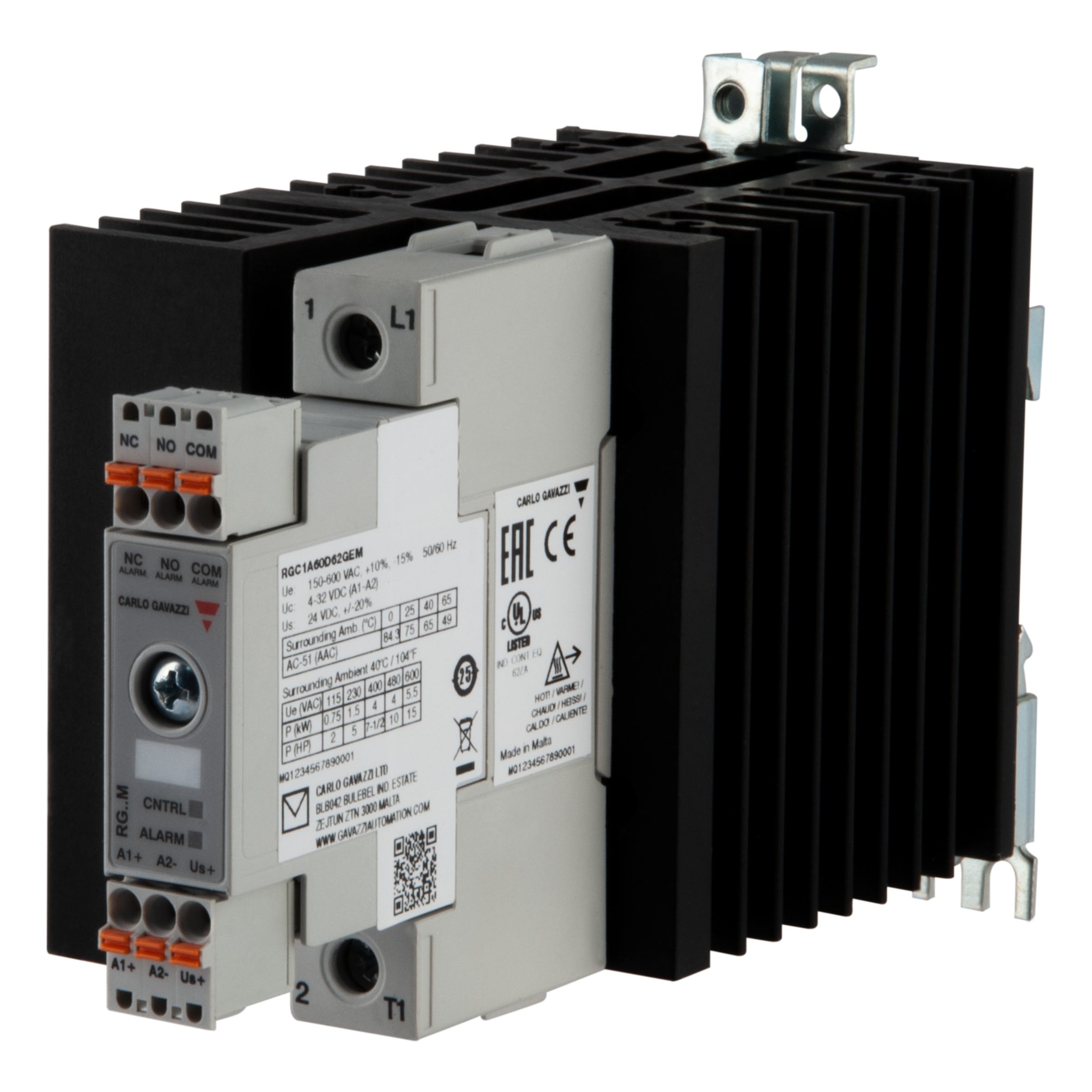 Carlo Gavazzi - Contacteur statique 1ph 600Vca cmd CC zero de tension 65A surveillance intégrée