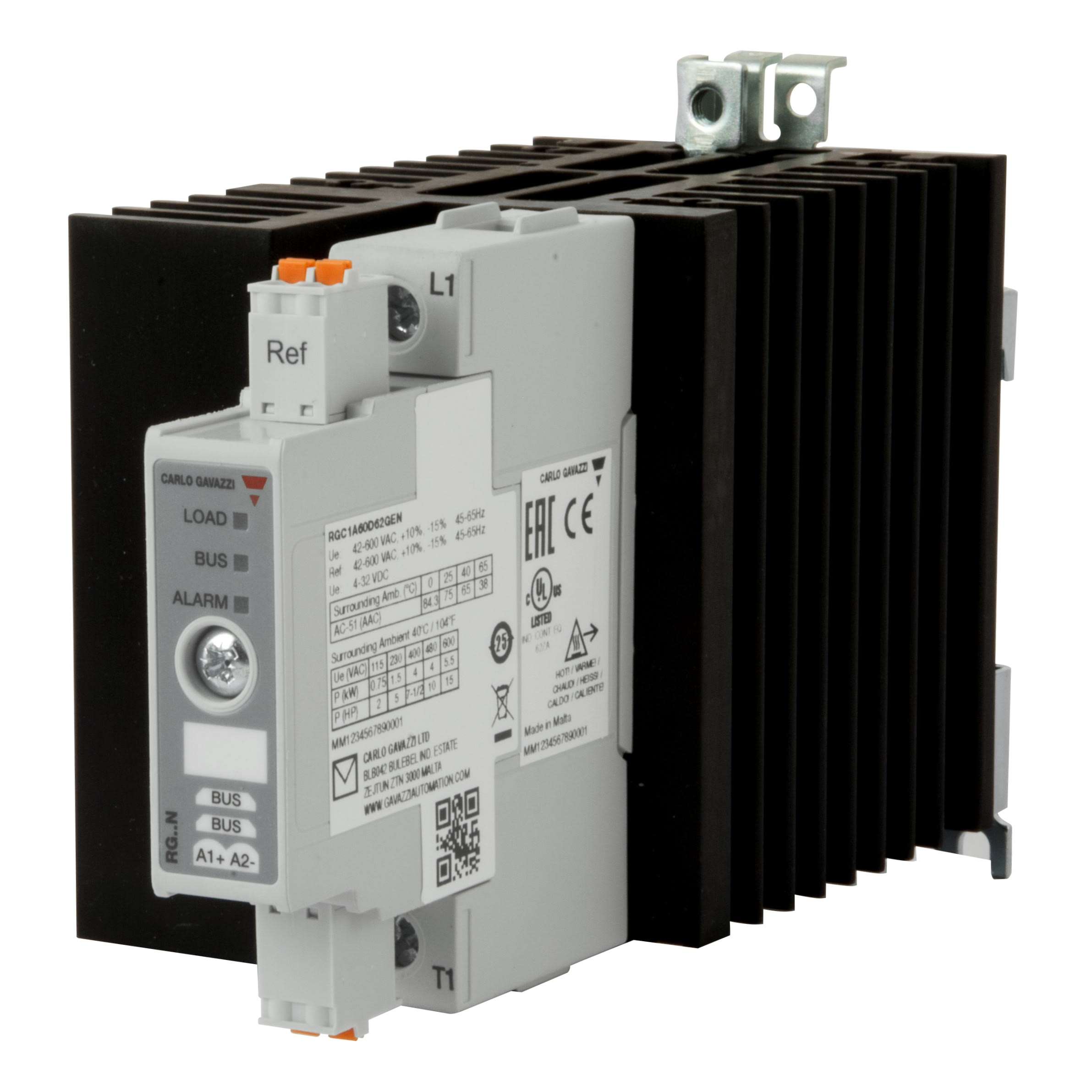 Carlo Gavazzi - Relais statique 1ph 600Vca cmd 65A zéro de tension cde 4-32Vcc intégration NRG