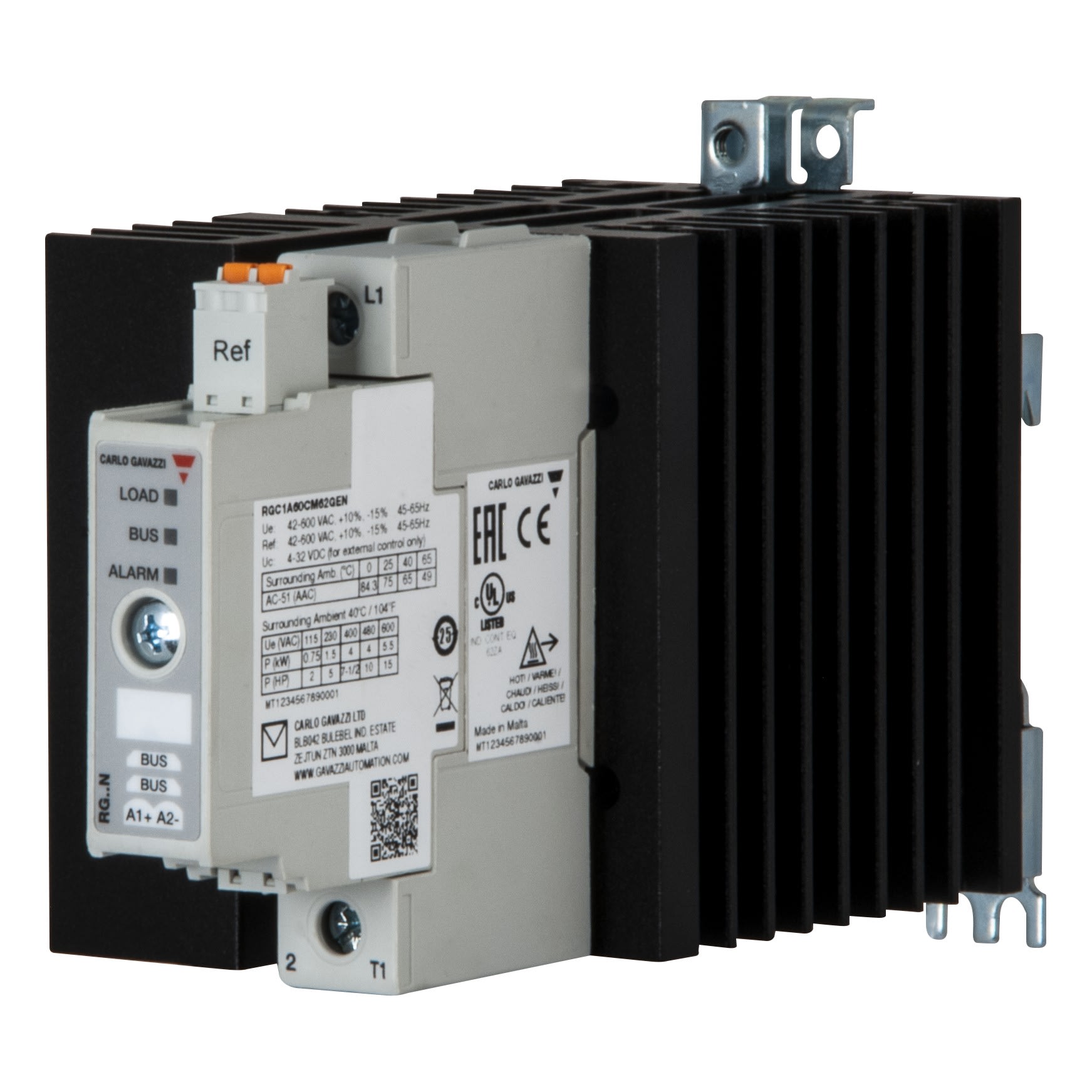 Carlo Gavazzi - Relais statique 1ph 600Vca cmd 65A CC zéro tension Contrôle via interface NRGC