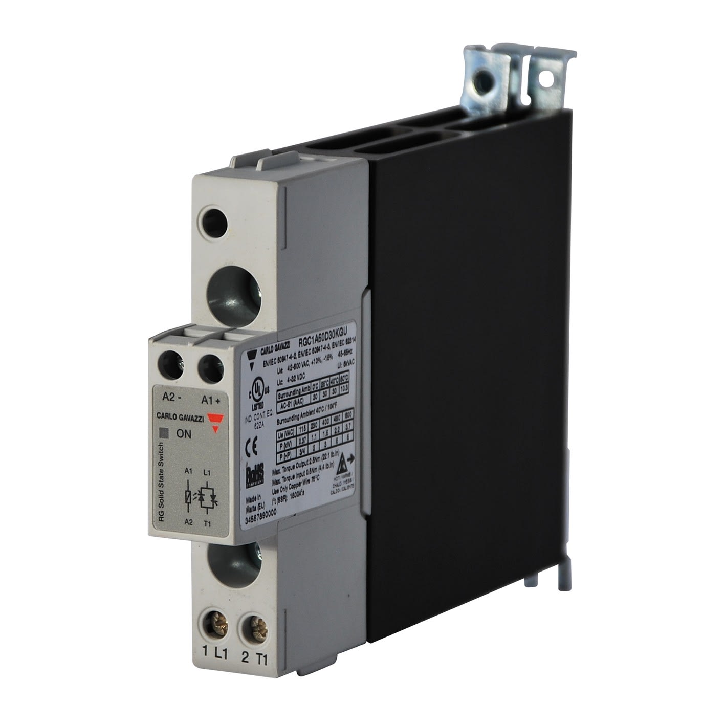 Carlo Gavazzi - Relais statique 1Ph 23A 230Vac -zéro de tension - Cde : 4-32Vcc KGU