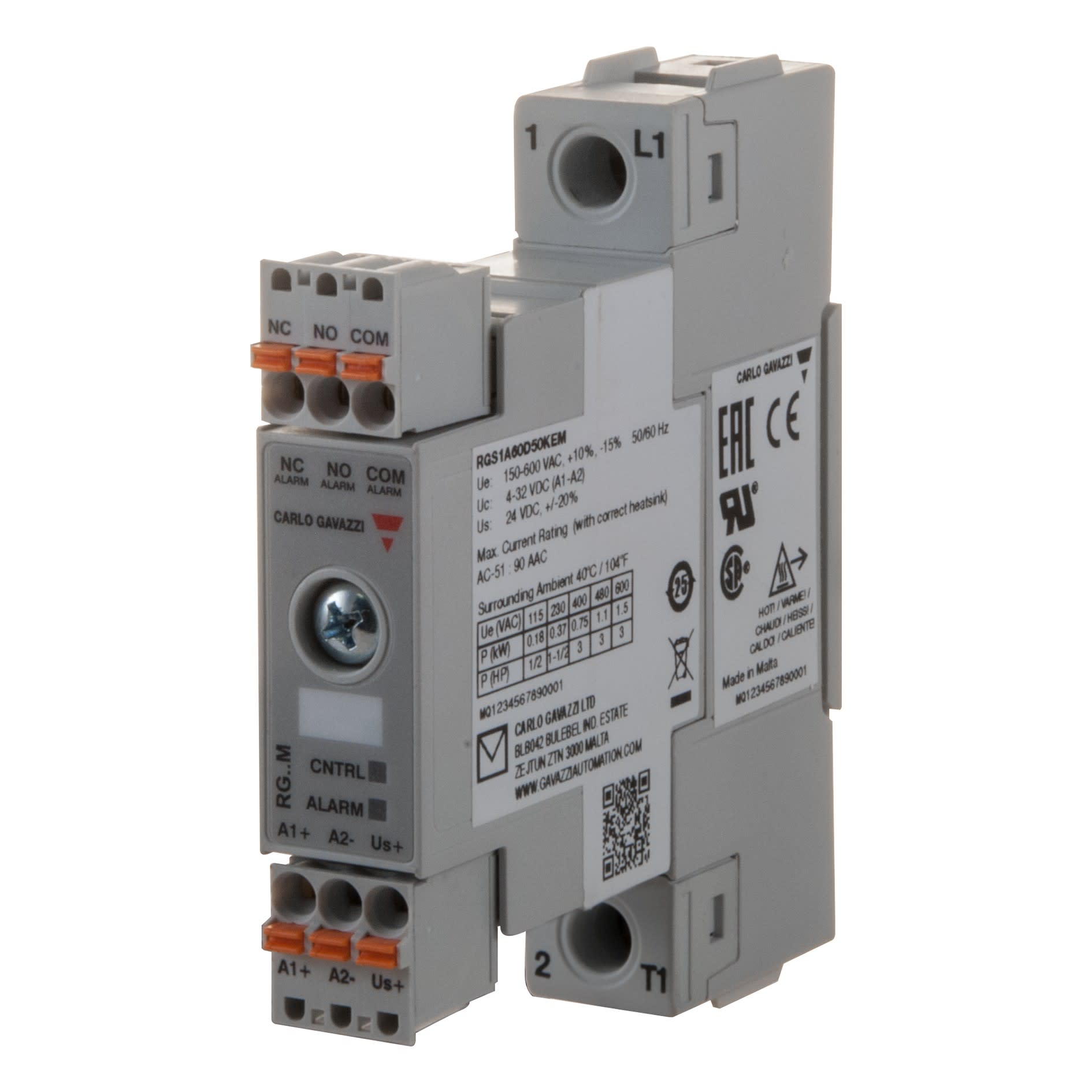 Carlo Gavazzi - Relais statique 1ph cmd cc zero de tension 600V 25A 1200Vp surveillance intégrée