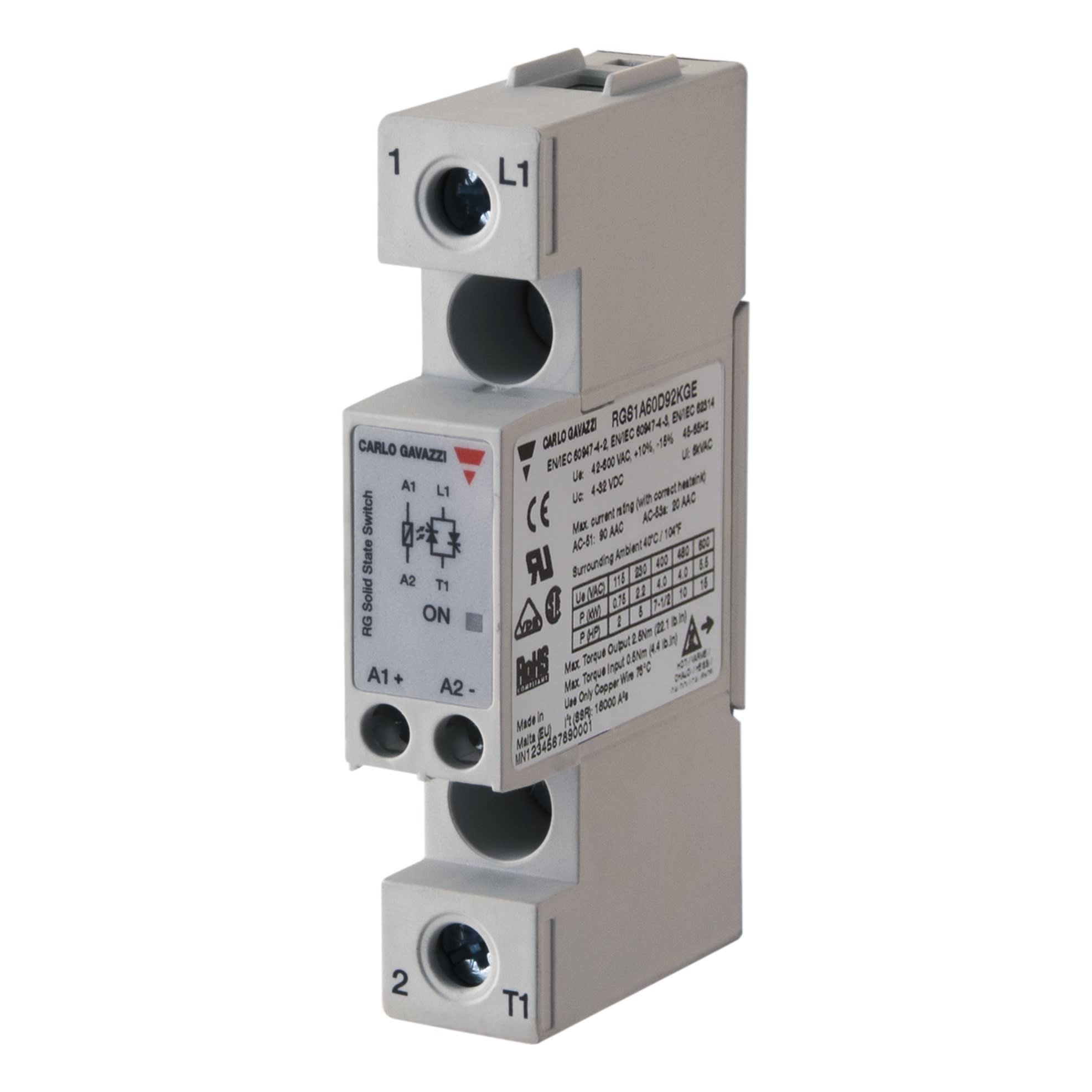 Carlo Gavazzi - Relais statique 1ph 600V cmd ca zero de tension 90A haut I2t