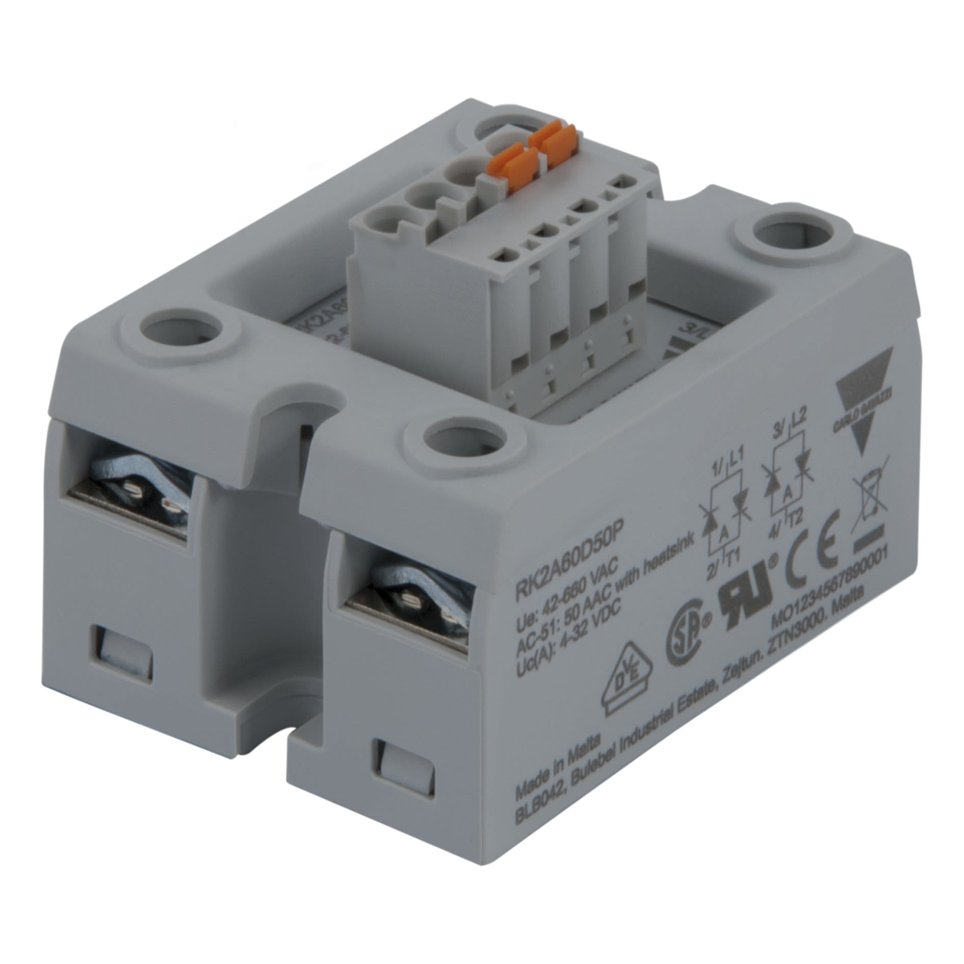 Carlo Gavazzi - Relais statique 2p-1x in cc-zc 600V 50A-hi I2t-bornier debrochable