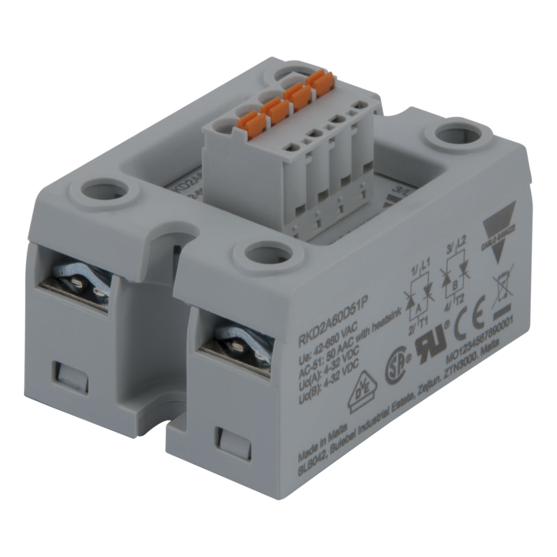 Carlo Gavazzi - Relais statique 2p-2x in cc-zc 600V 50A-hi I2t-bornier debrochable