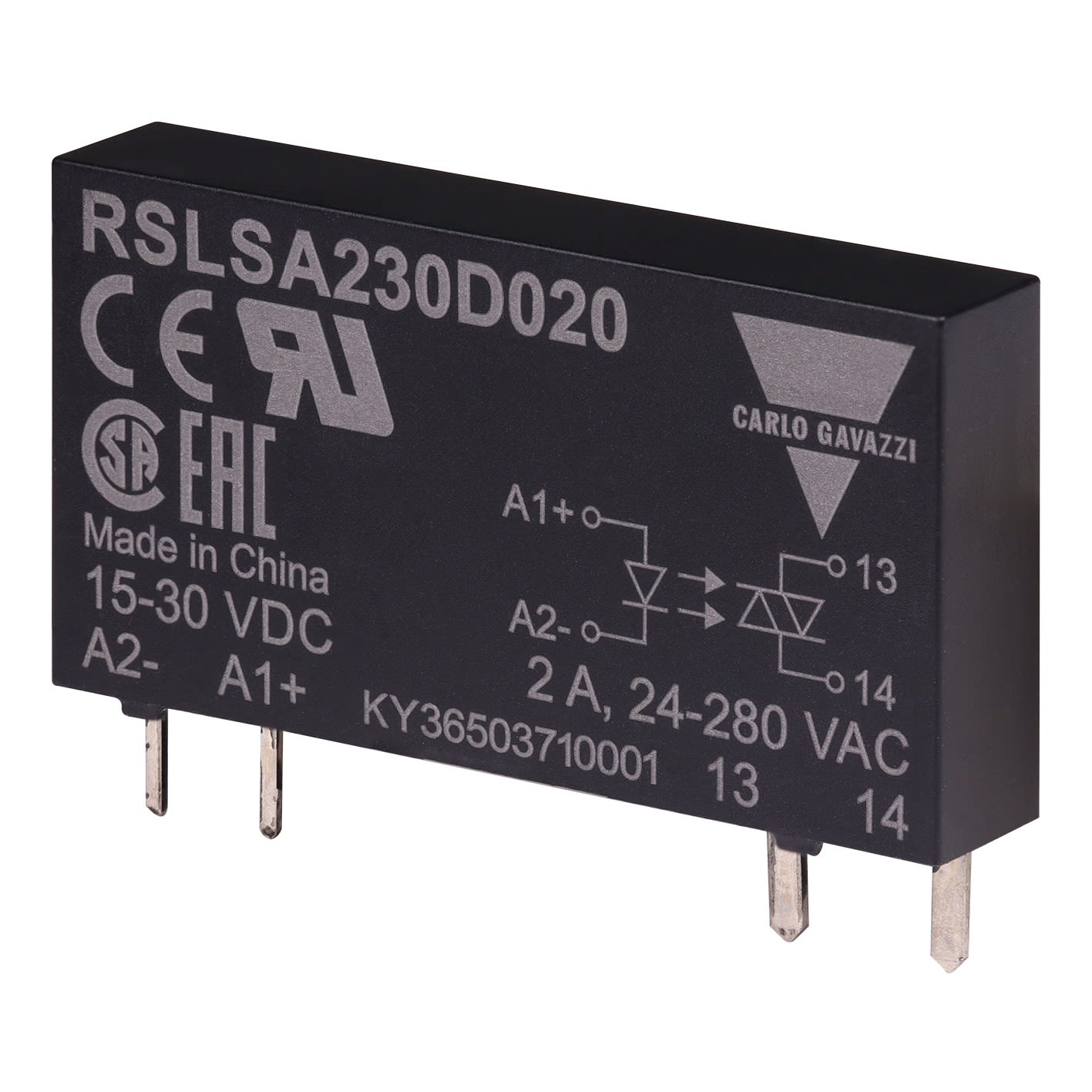 Carlo Gavazzi - Relais statique, commutation instant CA, sortie  12-280Vca, 2Aca, cde  3-12Vcc