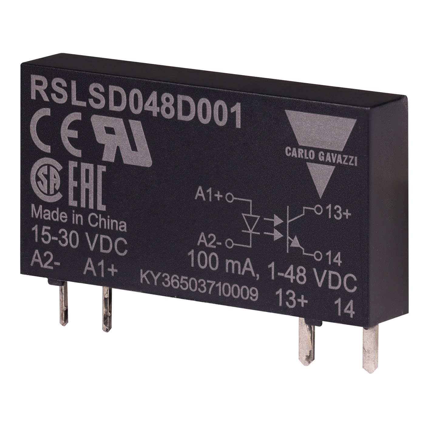 Carlo Gavazzi - Relais statique, commutation CC, sortie 1- 4 8Vcc, 100mAcc, cde 3-12Vcc