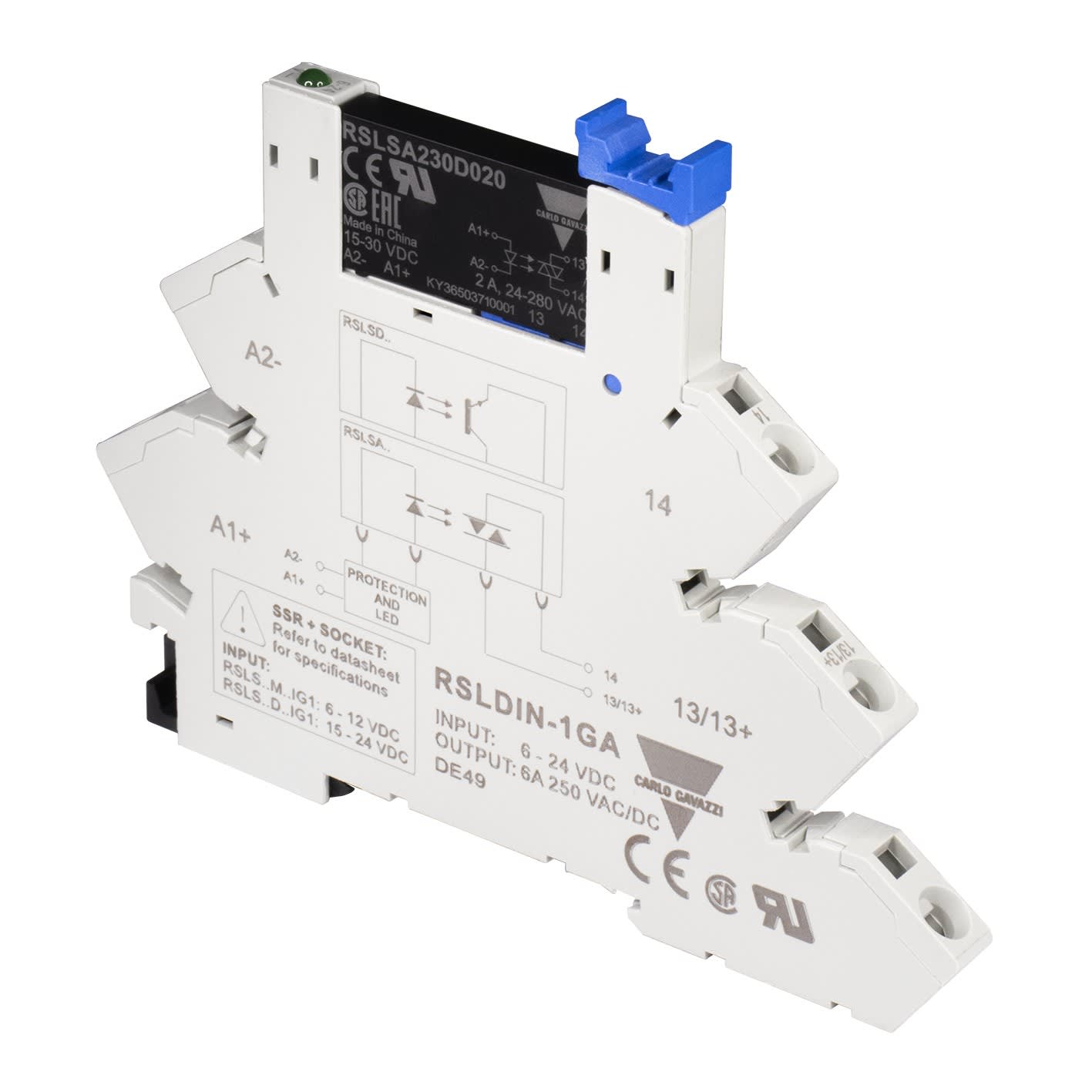 Carlo Gavazzi - Interface statique, commutation instant CA, sortie 12-280Vca, 2Aca,cde 15-24Vcc