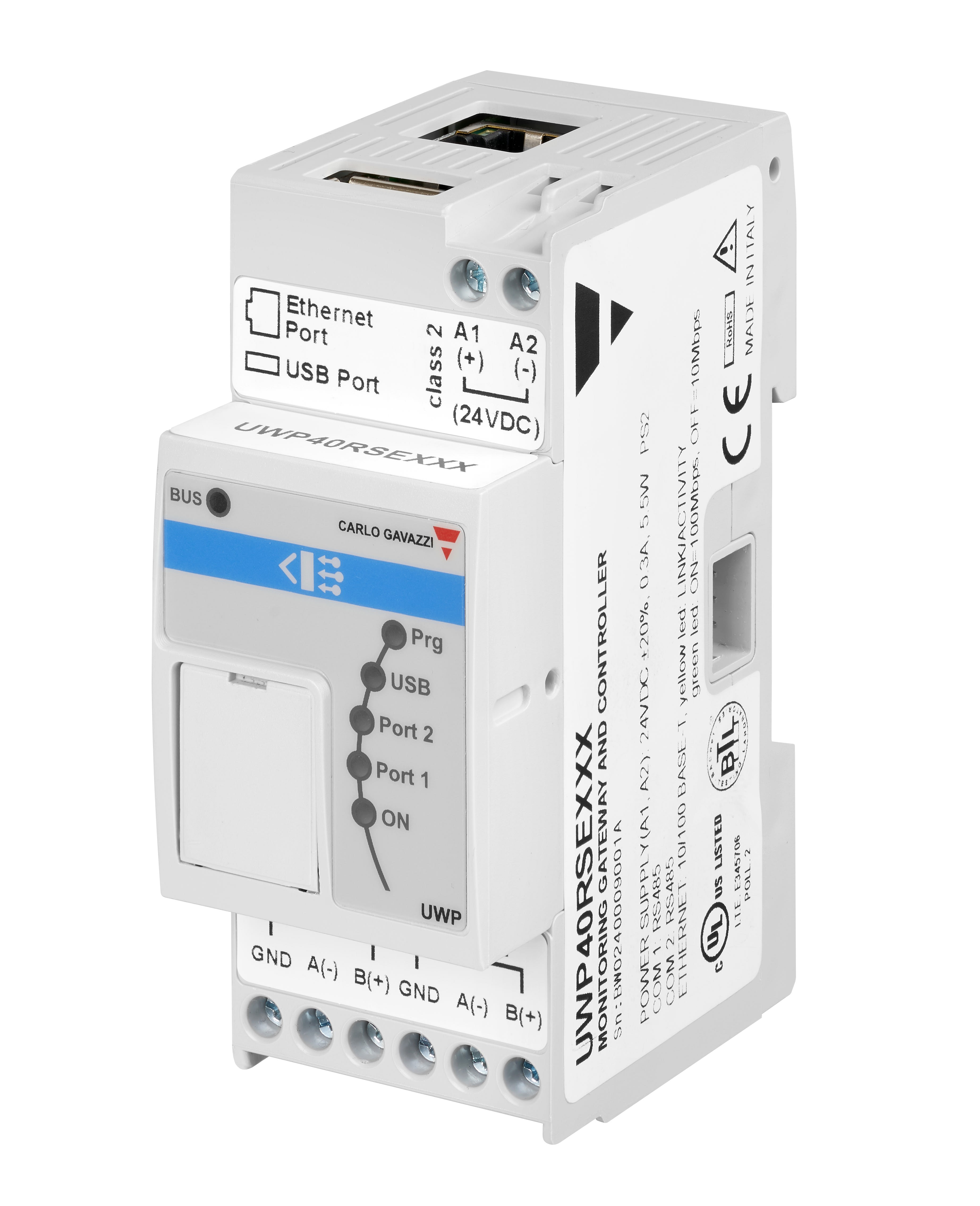 Carlo Gavazzi - Plateforme Web universelle UWP4 application énergie, BACNET 24vdc