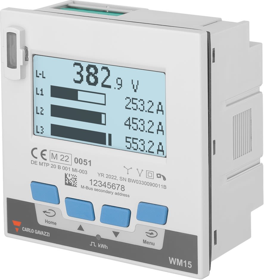 Carlo Gavazzi - Analyseur énergie 96x96 3ph entrée TI 5A, sortie statique et M-BUS MID