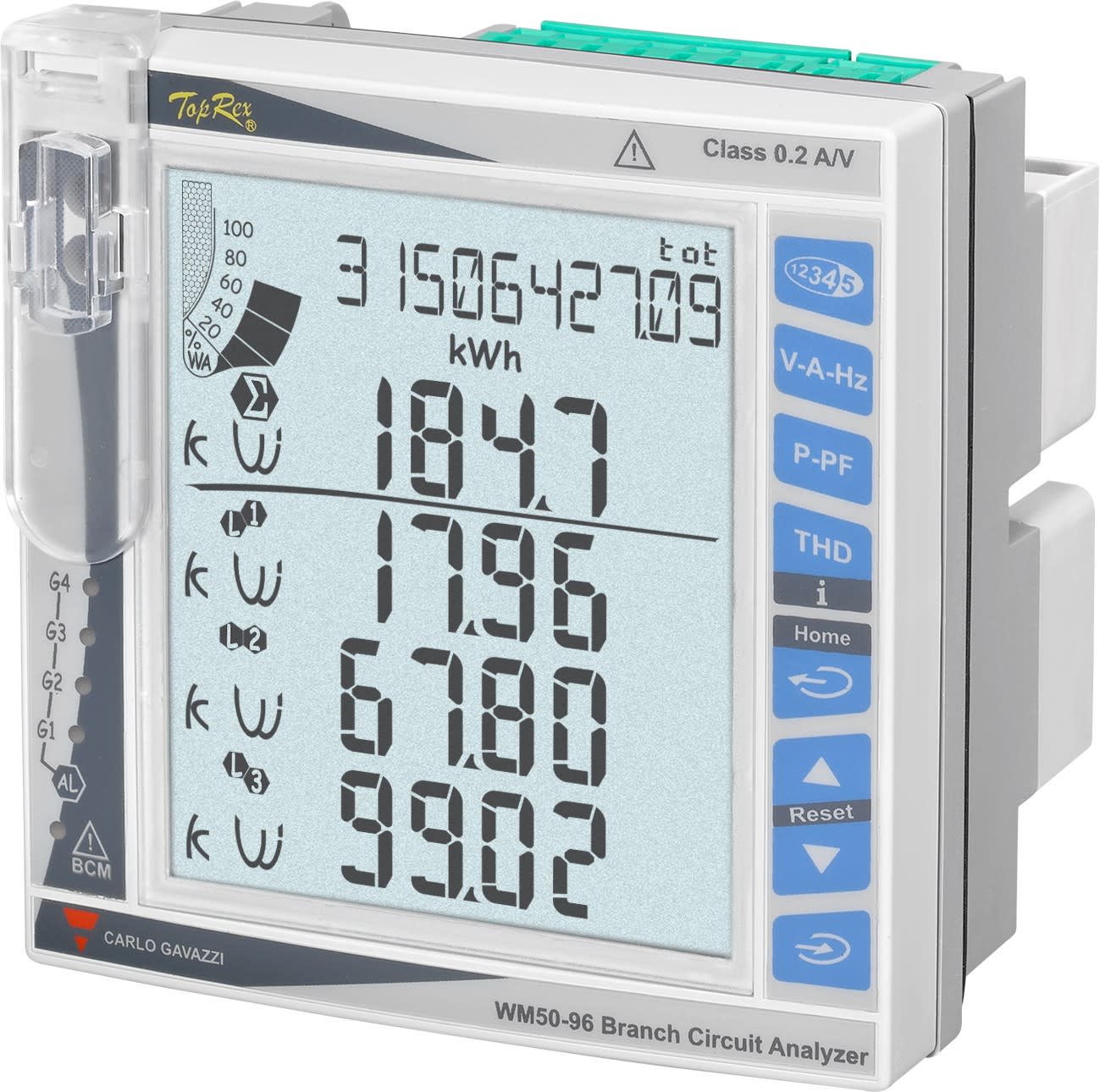 Carlo Gavazzi - Analyseur de puissance multicanal pour systèmes mono, bi et triphasés 400V-5A