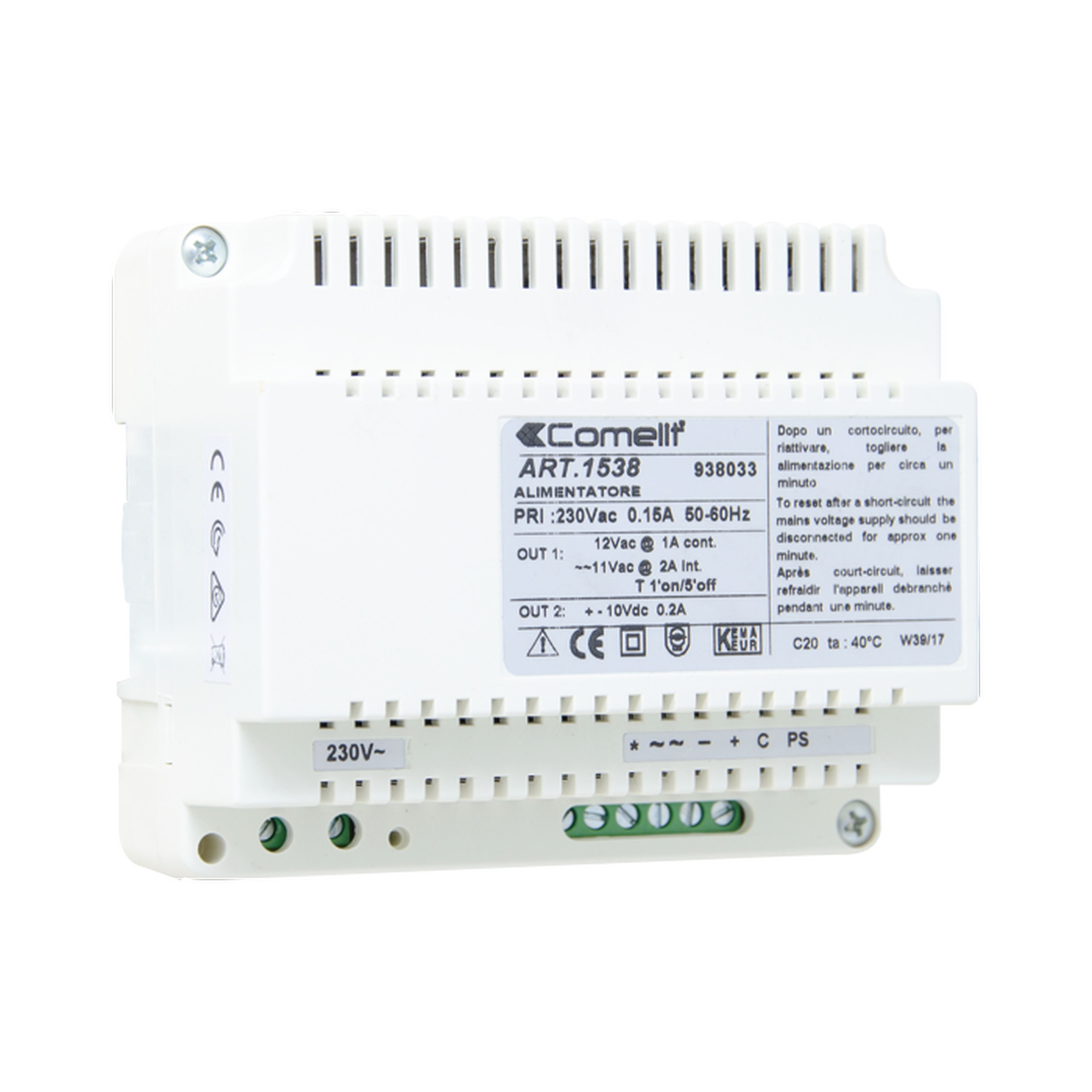 Comelit - ENTREE 4+1, ALIMENTATION INTERPHONE 230 VCA, SYS. TRAD.