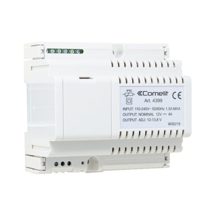 Comelit - Alimentation 12VDC 4A, entrée 110-240VAC, tension réglable 12-13,8VDC, boîtier