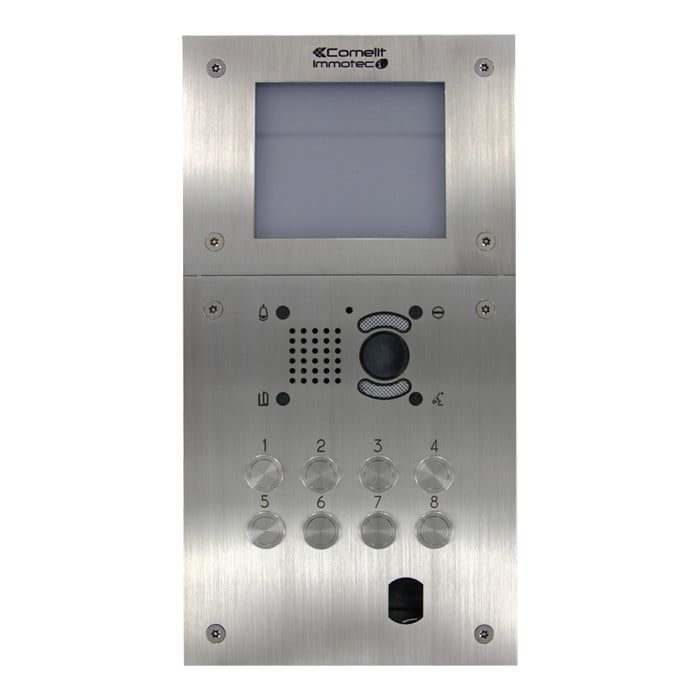 Comelit - Platine de rue inox robuste avec 8 boutons, compatible module vidéo MH. Idéale