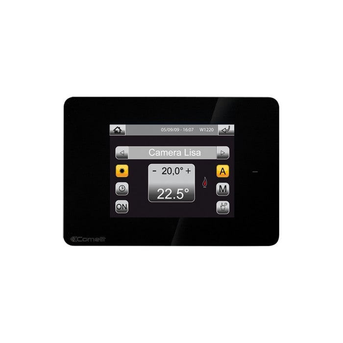 Comelit - Série Minitouch - Thermostat tactile 3,5" noir, SimpleHome, sonde intégrée, 1