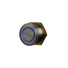Comelit - Poussoir inox lumineux C/NO/NF 19 mm - couleur bleue - Cables 8 cm