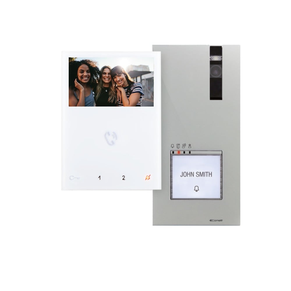 Comelit - Série Mini - Kit vidéo Quadra-Mini mains libres, système Simplebus 2, moniteur