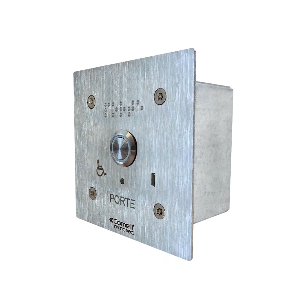 Comelit - Poussoir lumineux + signal sonore, façade inox + braille.