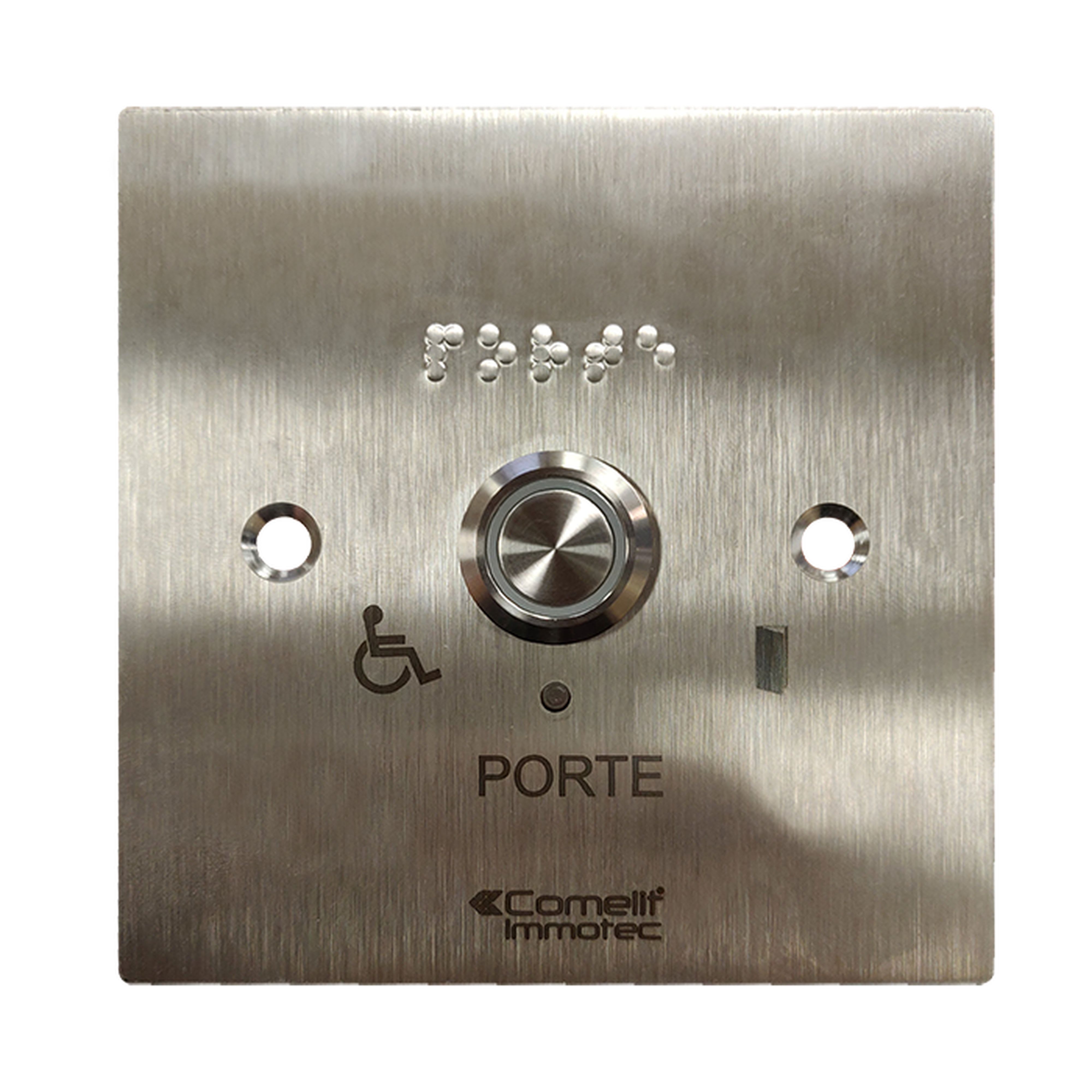 Comelit - Bouton sonore + led monté sur façade inox 100x100 pour pot diam 65