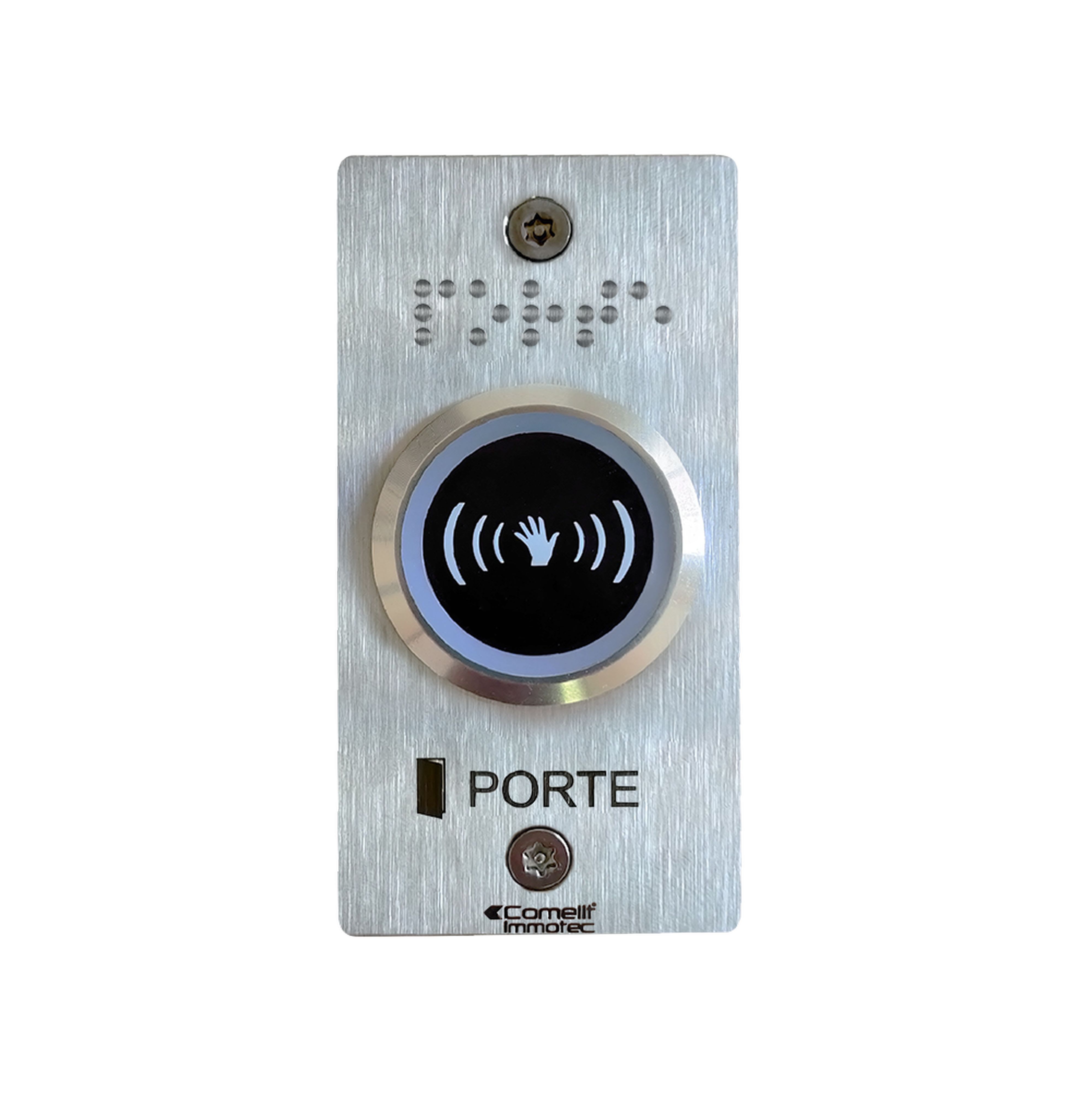 Comelit - Bouton Infrarouge lumineux monté sur facade inox 55x100mm