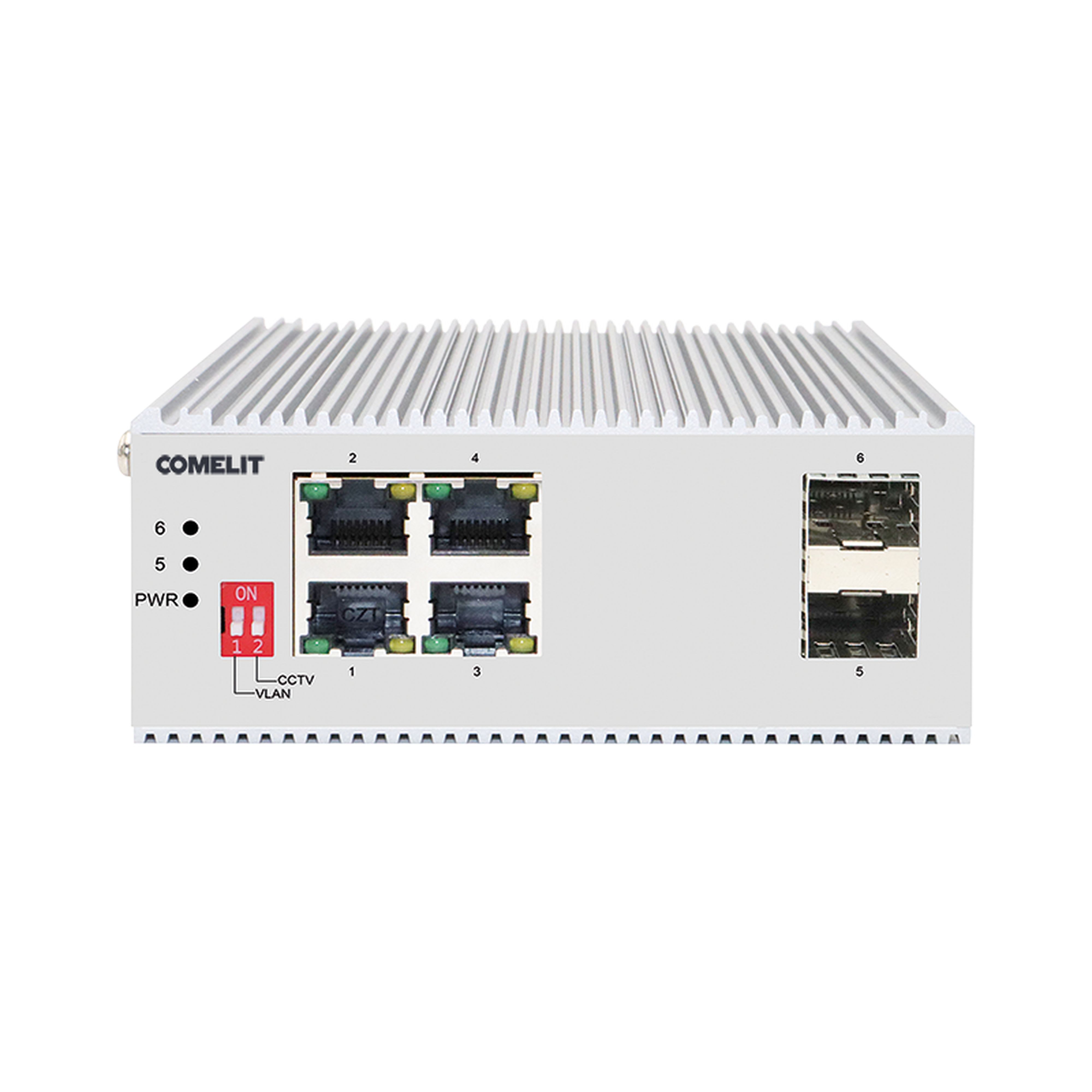 Comelit - Série Advance - Switch PoE 4 ports + 2 SFP gigabit, montage DIN, ViP compatible