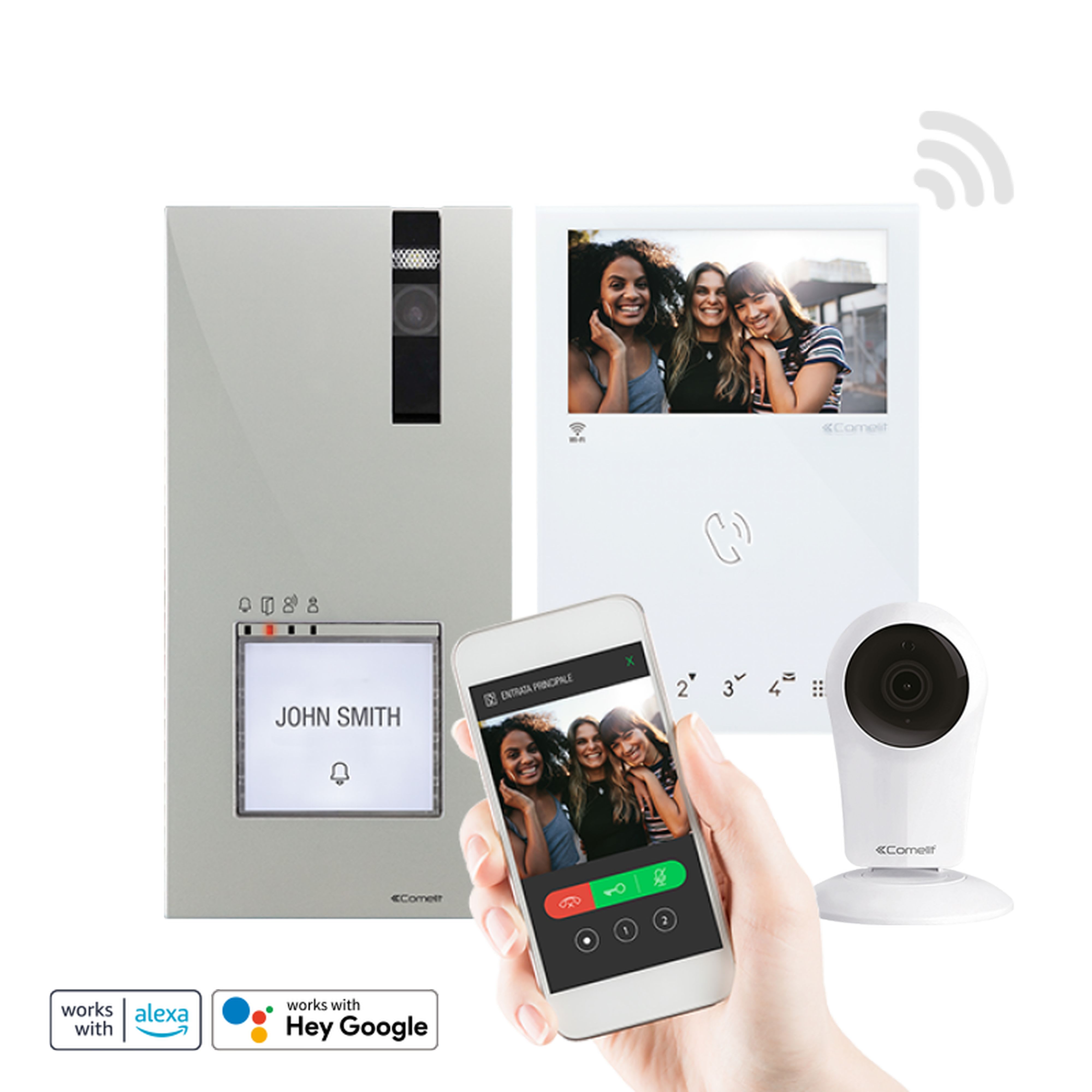 Comelit - KIT VIDÉO QUADRA ET MINI WI-FI 2 FILS + WICAMS02FA