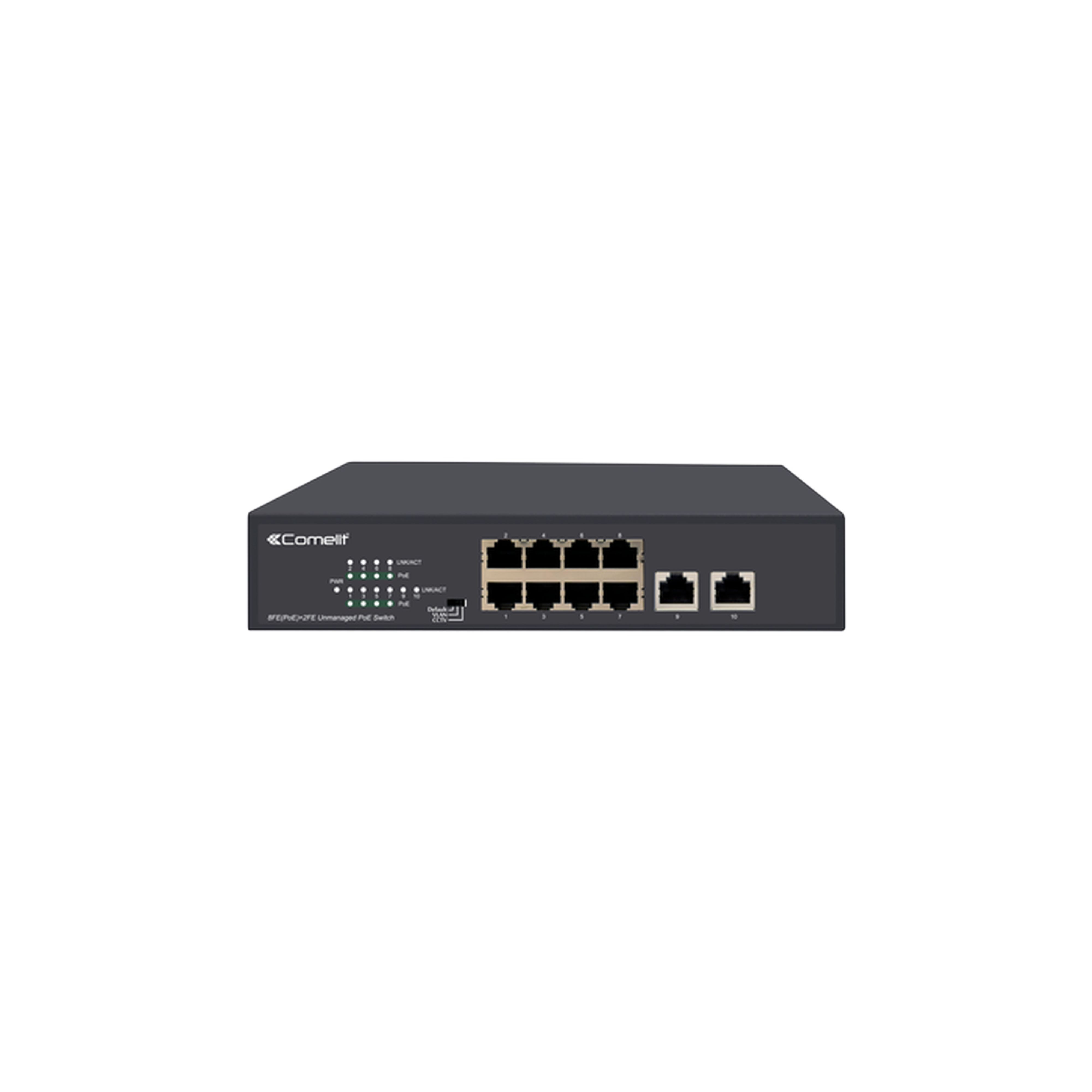 Comelit - Série Advance - Switch 8 ports PoE + 2 uplink 10/100 Mbps, 120W, 100-240V