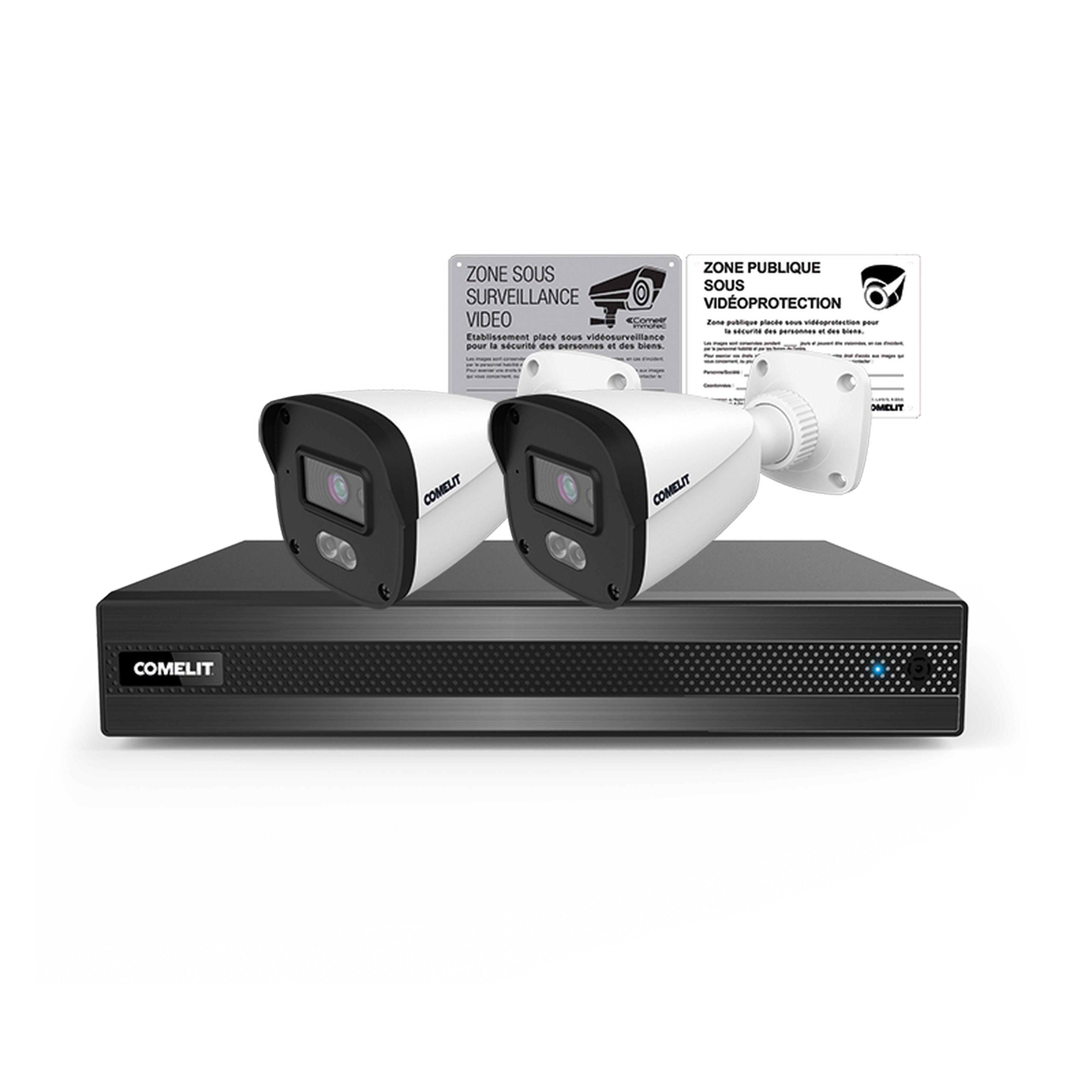 Comelit - Kit IP avec NVR 4 canaux et deux caméras BC PP 4MP. Fourniture complète avec