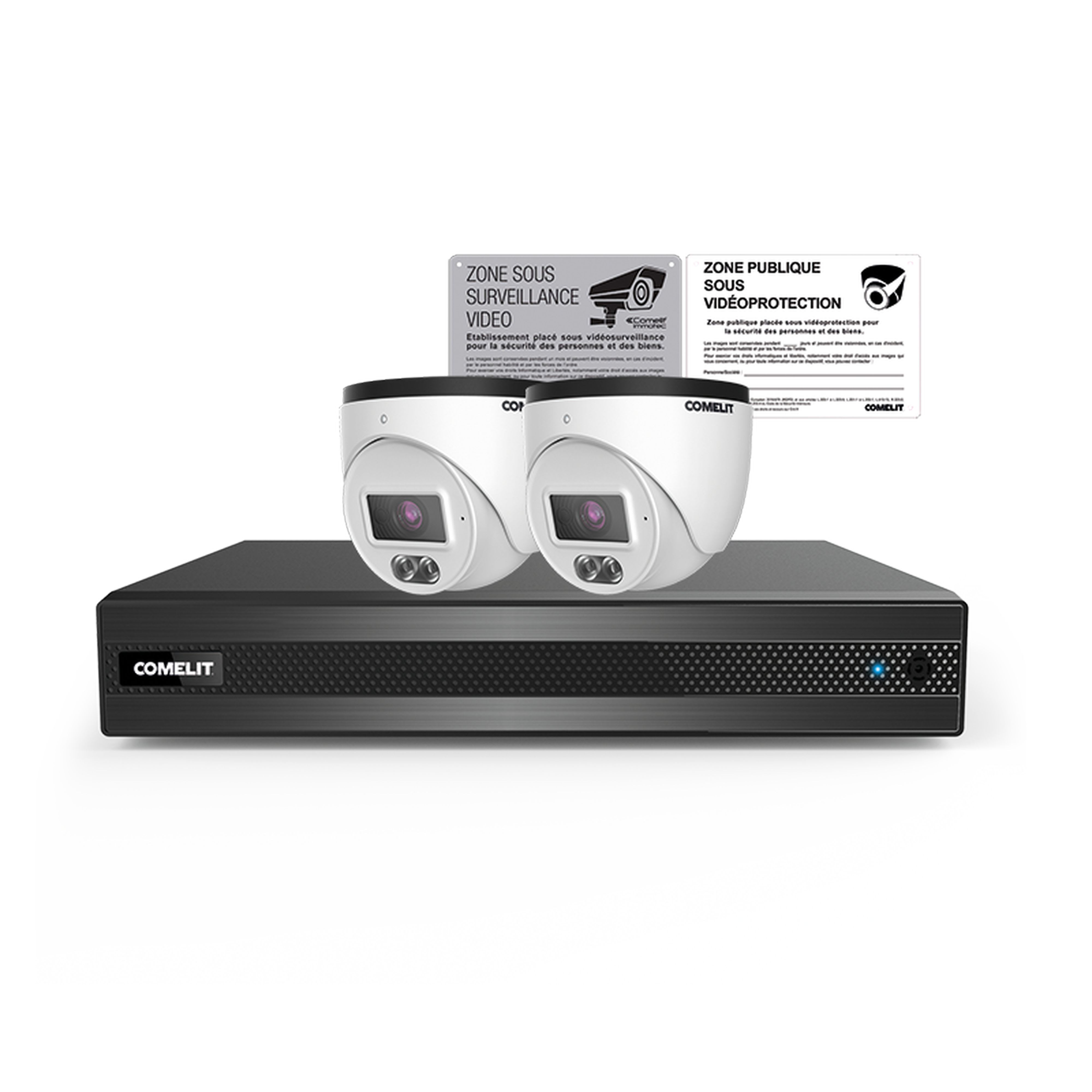 Comelit - Kit IP avec enregistreur 4 canaux et deux caméras TC PP 4MP, fourni avec