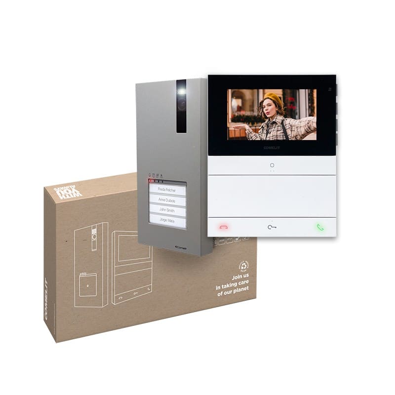 Comelit - Kit Quadra combiné au moniteur People mains libres BM. Compatibilité Simplebus