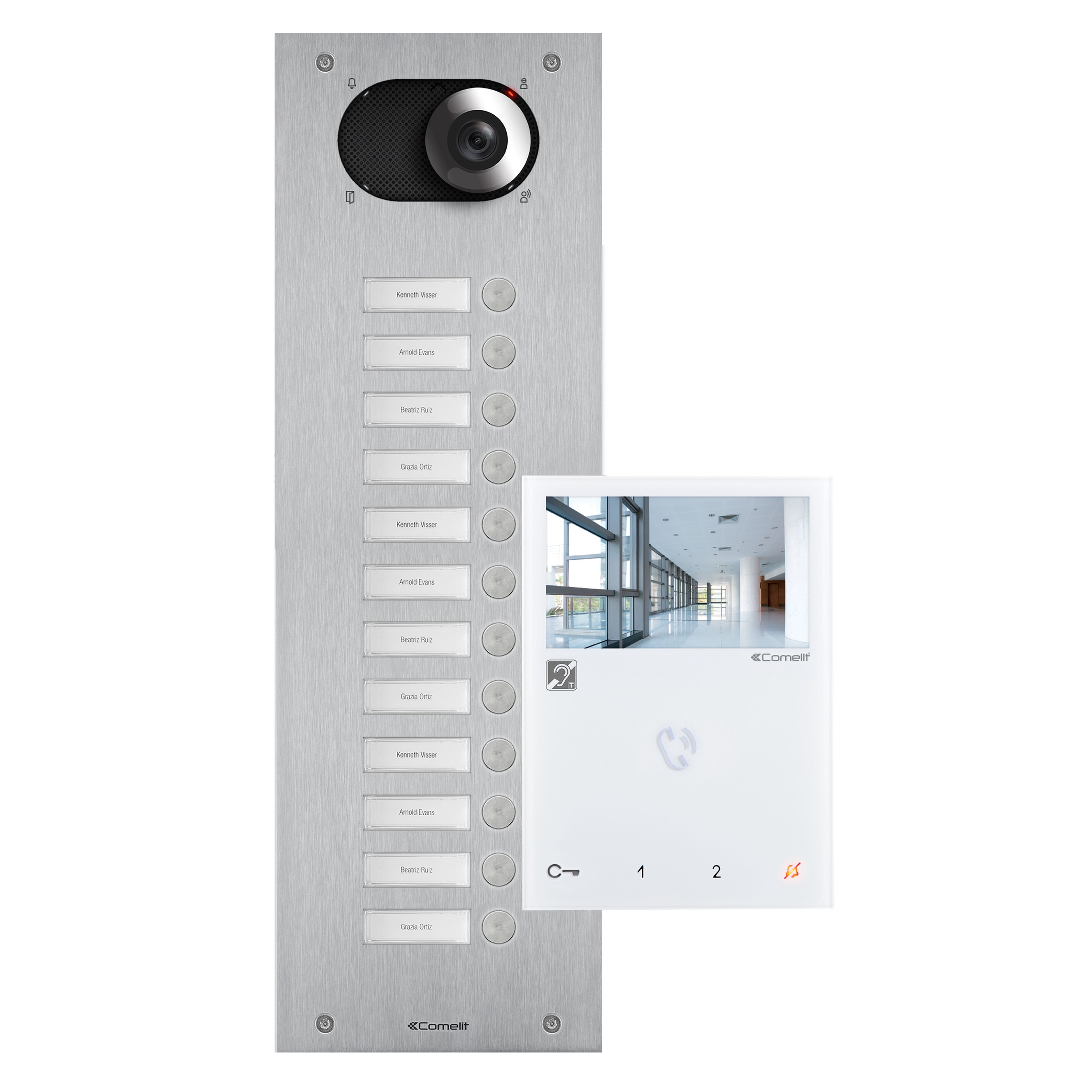 Comelit - Kit Vidéo 12 BP, Platine Switch + moniteur Mini main libre