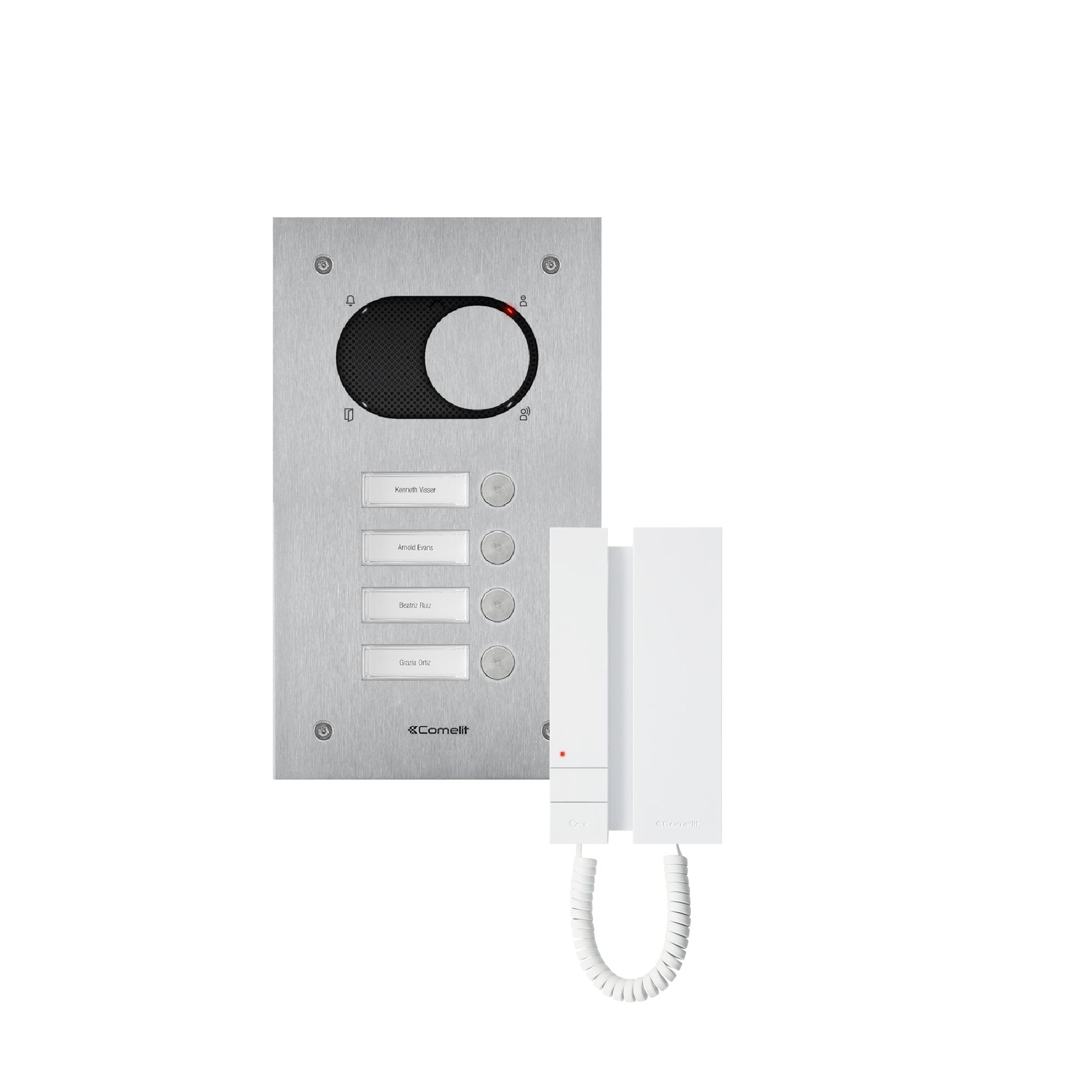 Comelit - Kit Audio 4 BP, Platine Switch + combiné audio