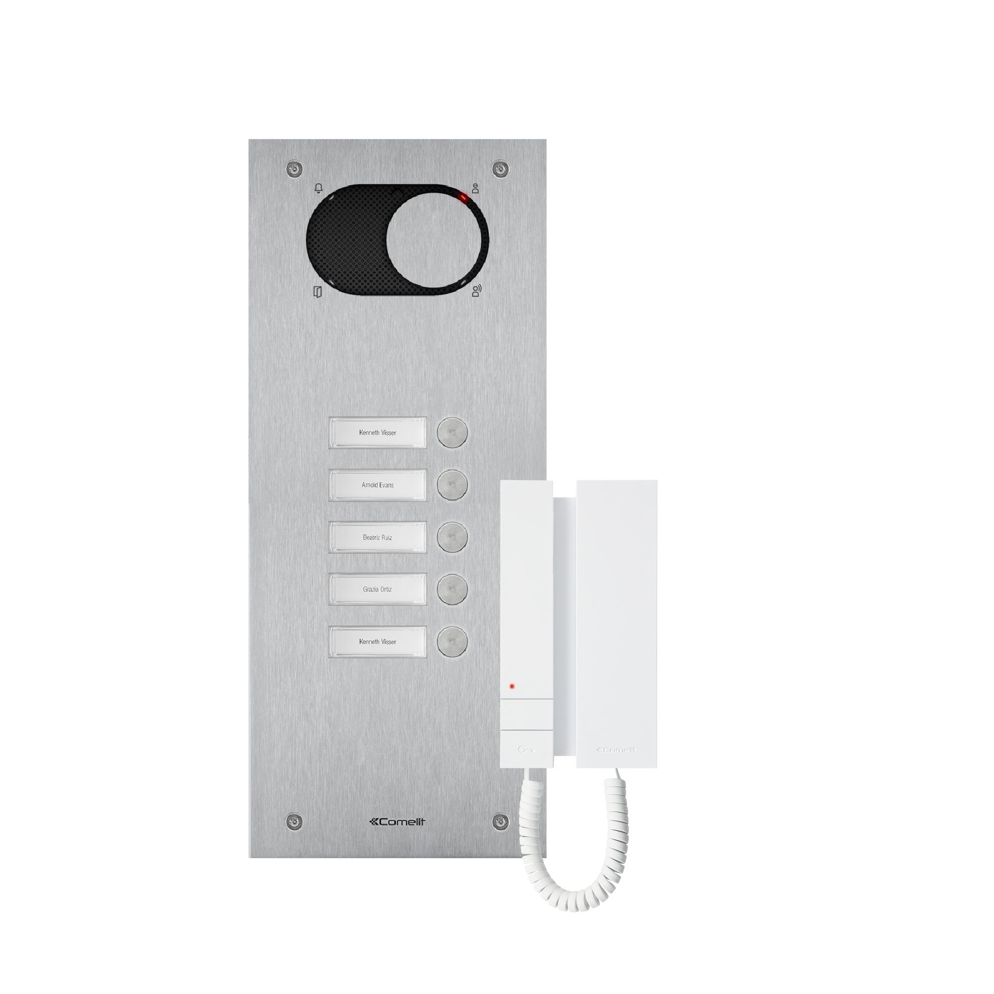 Comelit - Kit Audio 5 BP, Platine Switch + combiné audio