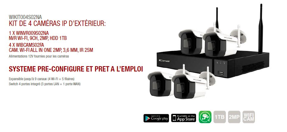 Comelit - Kit Wi-Fi, NVR, 4 IPC, 2MP, HDD 1TB